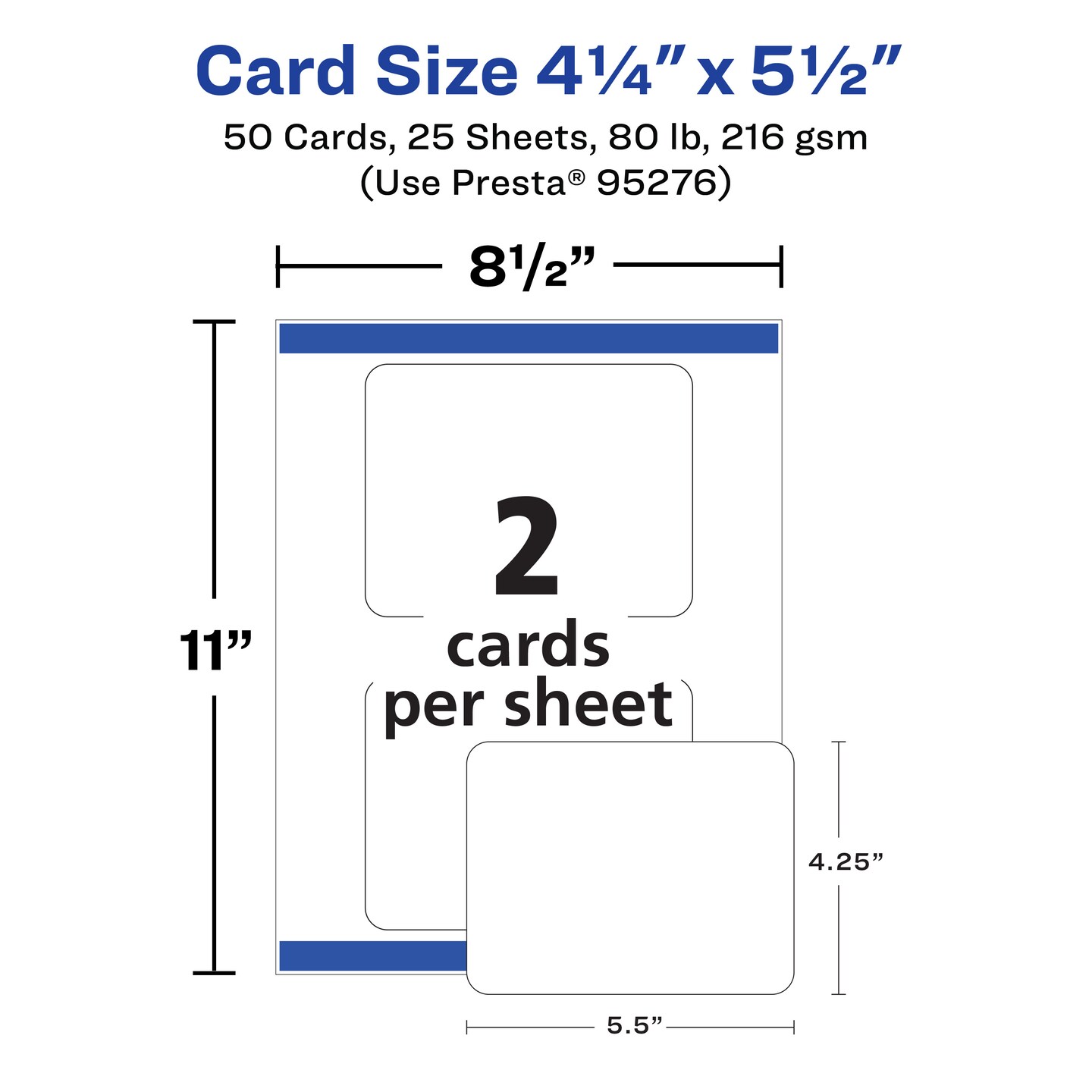 Avery Printable Matte White Corner Cards with Sure, 4.25&#x22; x 5.5&#x22; Rectangle Rounded Corne