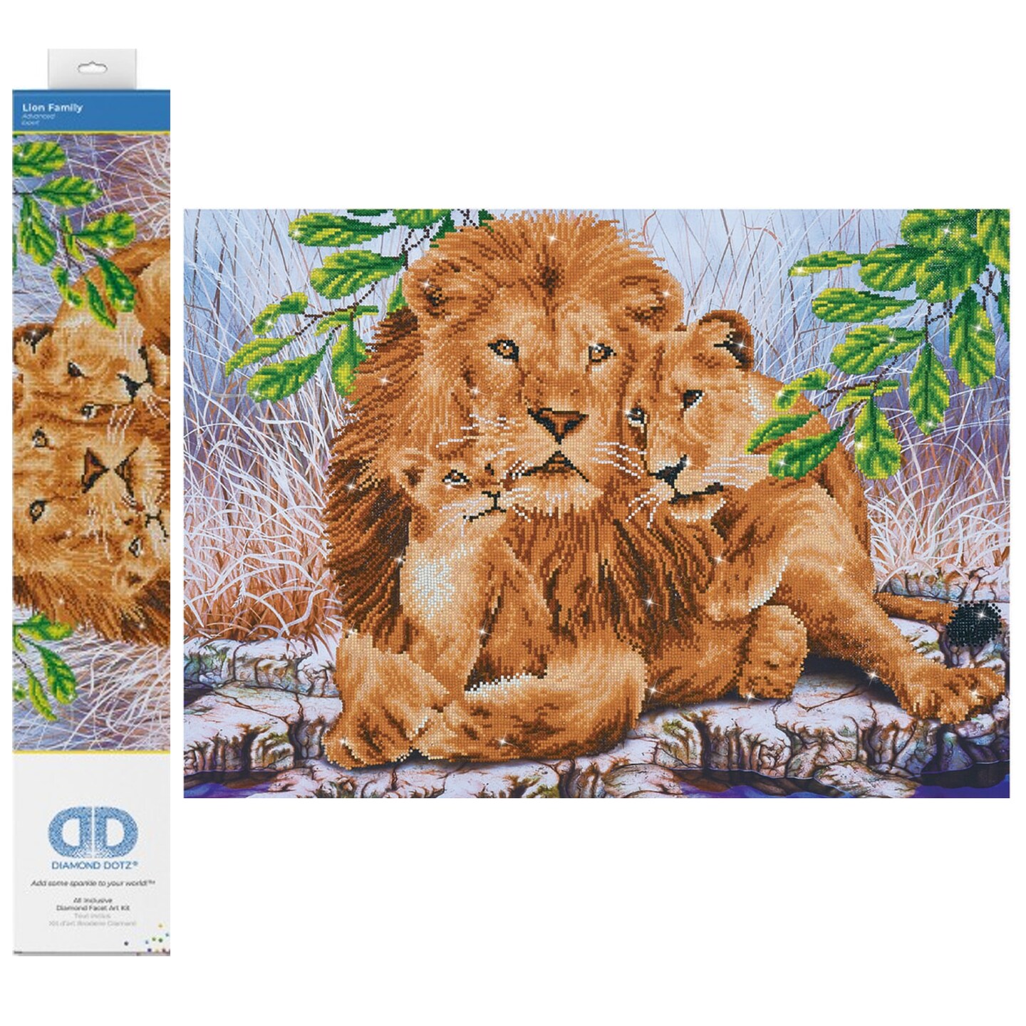 Diamond Dotz Lion Family Animal Diamond Painting Kits for Adults - Diamond Art Kits a Relaxing Creative Craft Kit with Dotz Gems 30.3x21.6