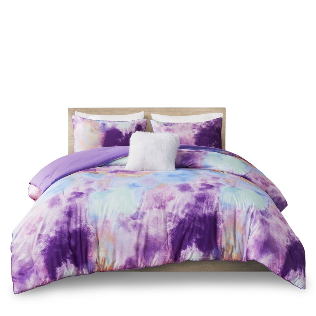 Gracie Mills Orion Dreamscape Watercolor Tie Dye Comforter Set With Cozy Throw Pillow - Grace-14068