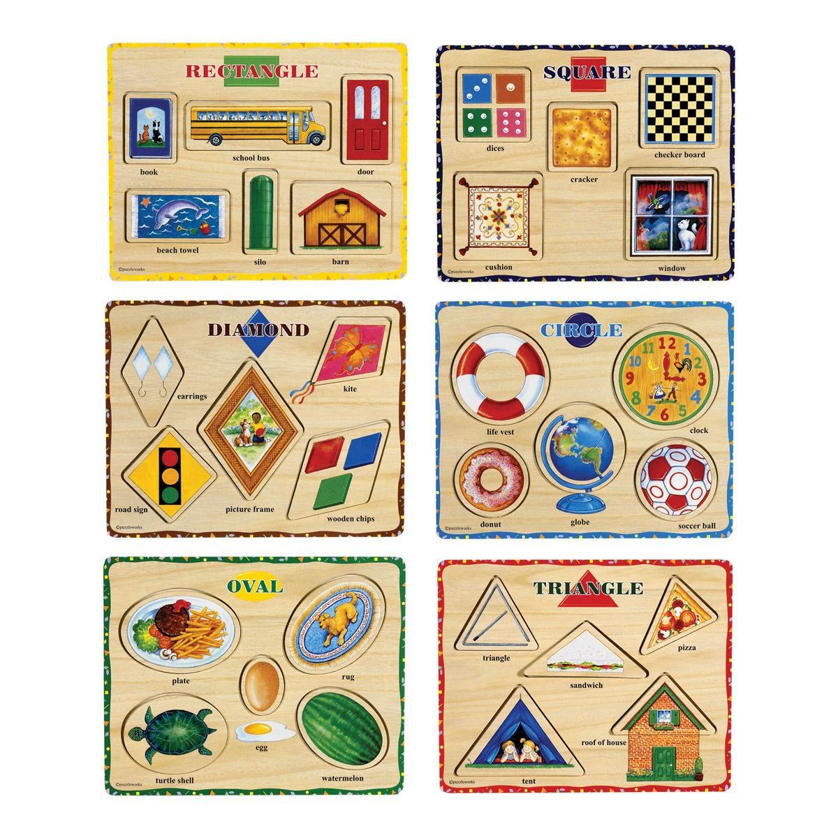 Puzzleworks Self-Correcting Shapes Puzzles - Set of 6