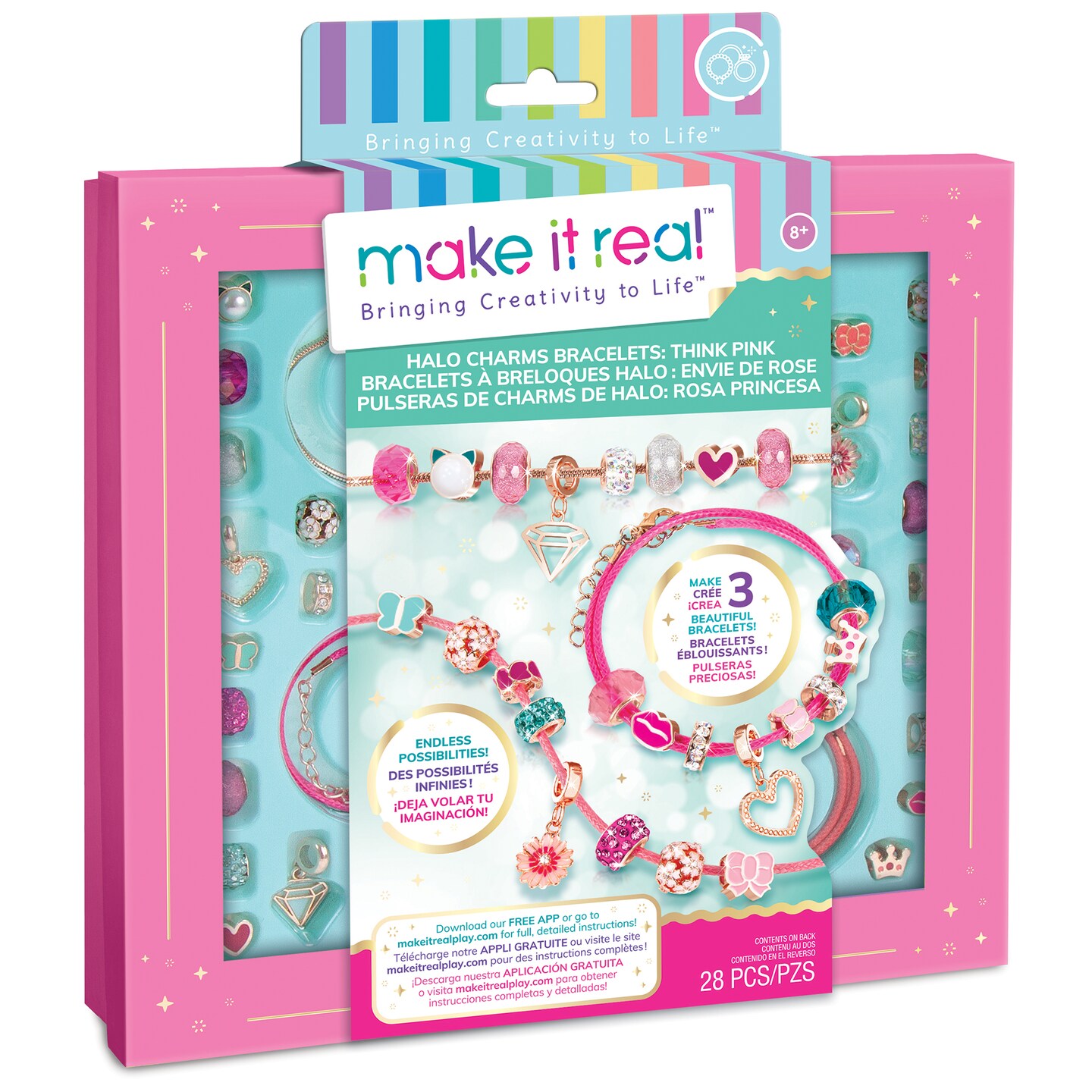 Make It Real Halo Charms Bracelets Think Pink Create 3 Metallic