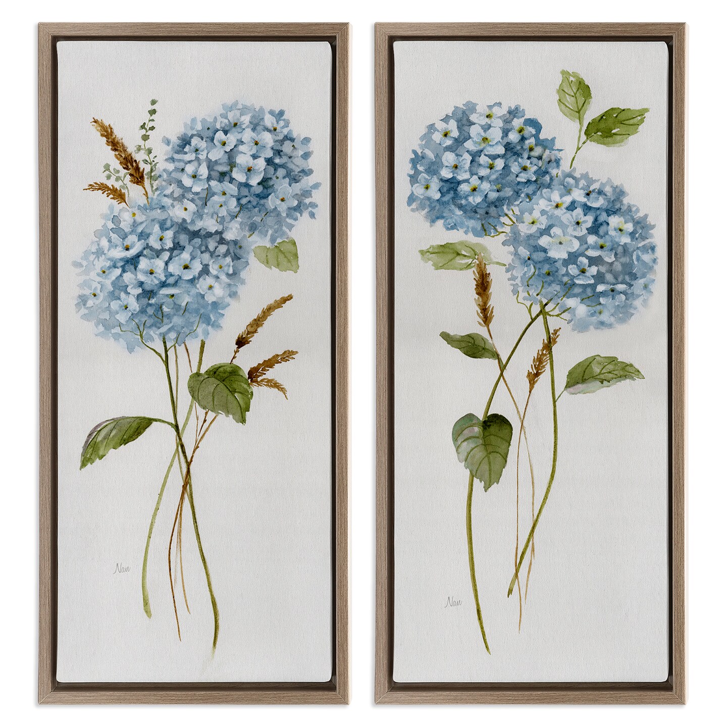Stupell Industries Blue Hydrangea Long Stems Framed Floater Canvas Wall Art