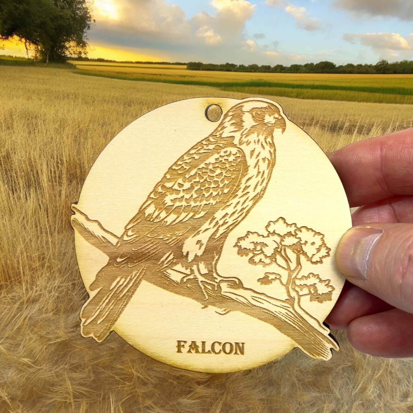Ornament - Falcon Raw Wood