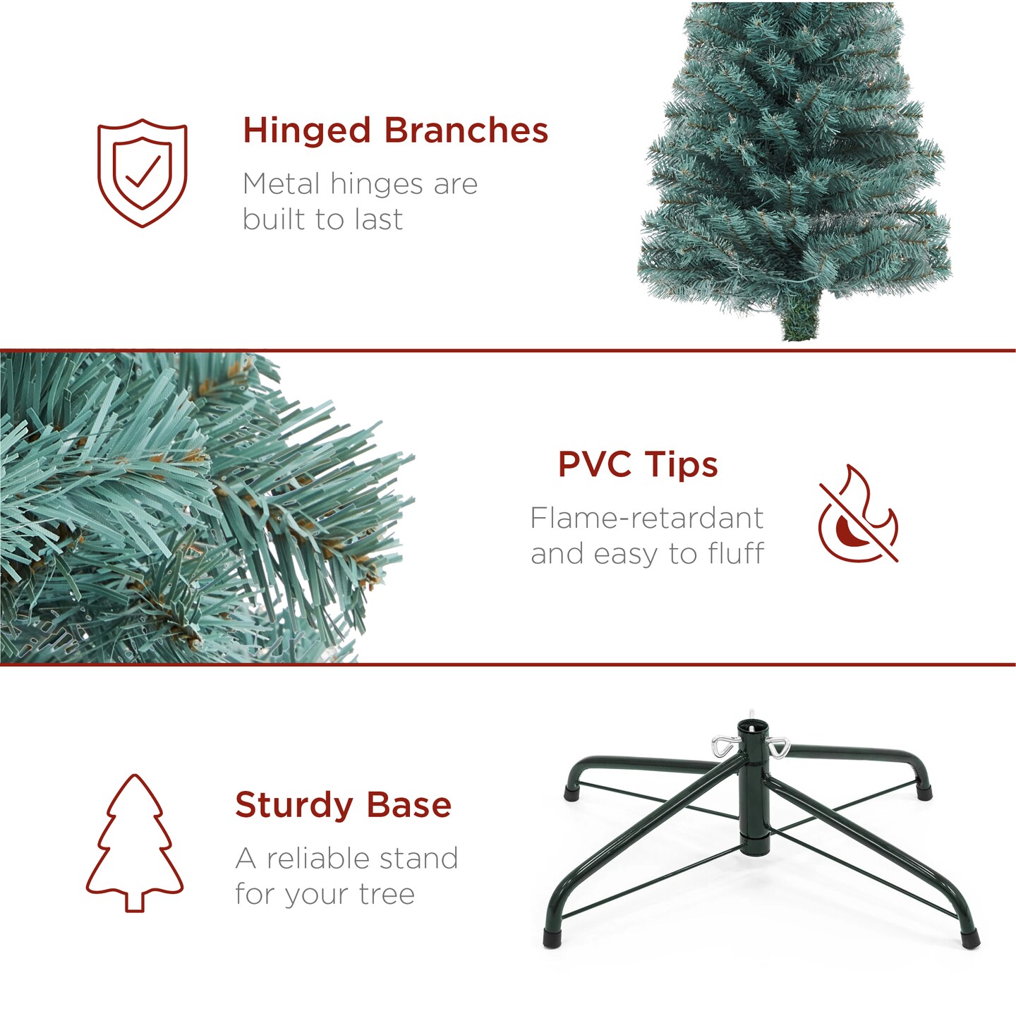 Best Choice Products Pre-Lit Blue Spruce Pencil Christmas Tree w/ Foldable Base