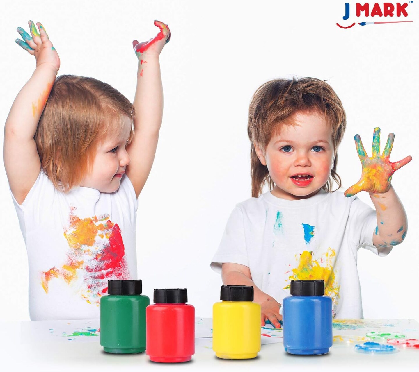 Toddler Washable Finger Paint Set with Sponge Tools, Large Paint Pad, Tempera Paints, and Smock