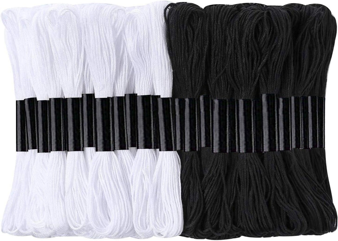 24 Skeins Cross Stitch Threads, Black and White Cotton Embroidery Floss