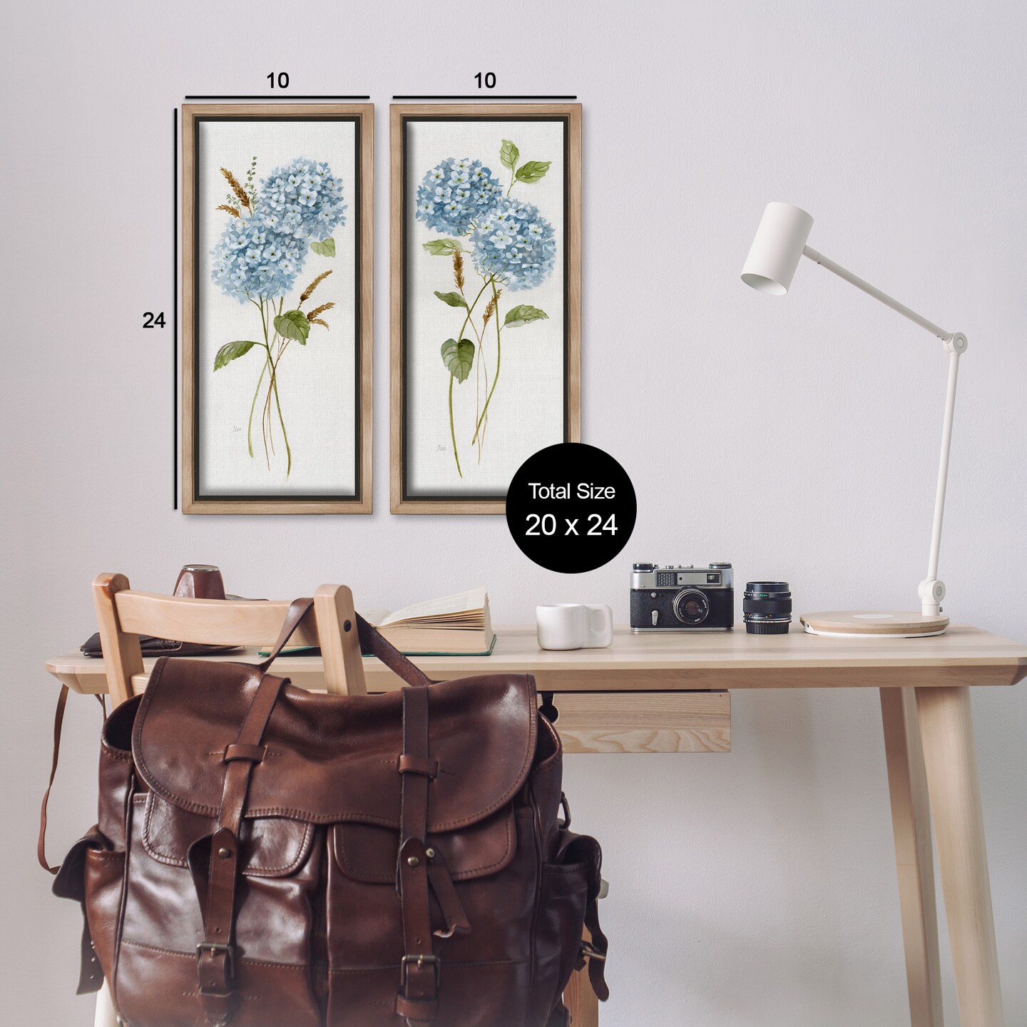 Stupell Industries Blue Hydrangea Long Stems Framed Floater Canvas Wall Art