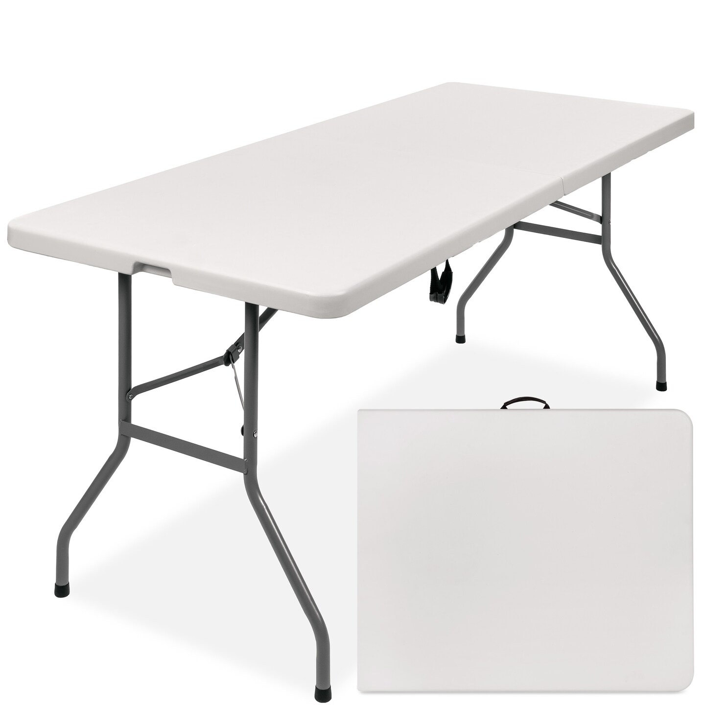 Best Choice Products 6ft Plastic Folding Table, Indoor Outdoor Heavy Duty Portable w/ Handle, Lock