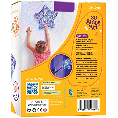 3D Light Up String Art Kit for Kids - Star Lantern Making Kit w/ 20 LEDs - Kids Easter Gifts - Crafts Set for Girls and Boys Ages 8-12 Kid - Kits for Age 8, 9, 10, 11, 12 Year Old Girl Gift