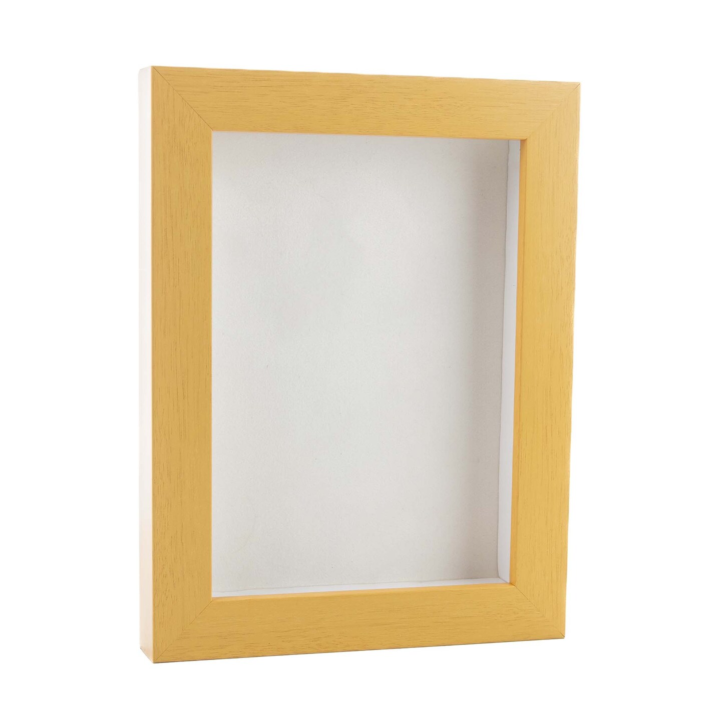 Classic Natural Wood Shadow Box Frame with Acrylic Front White Suede