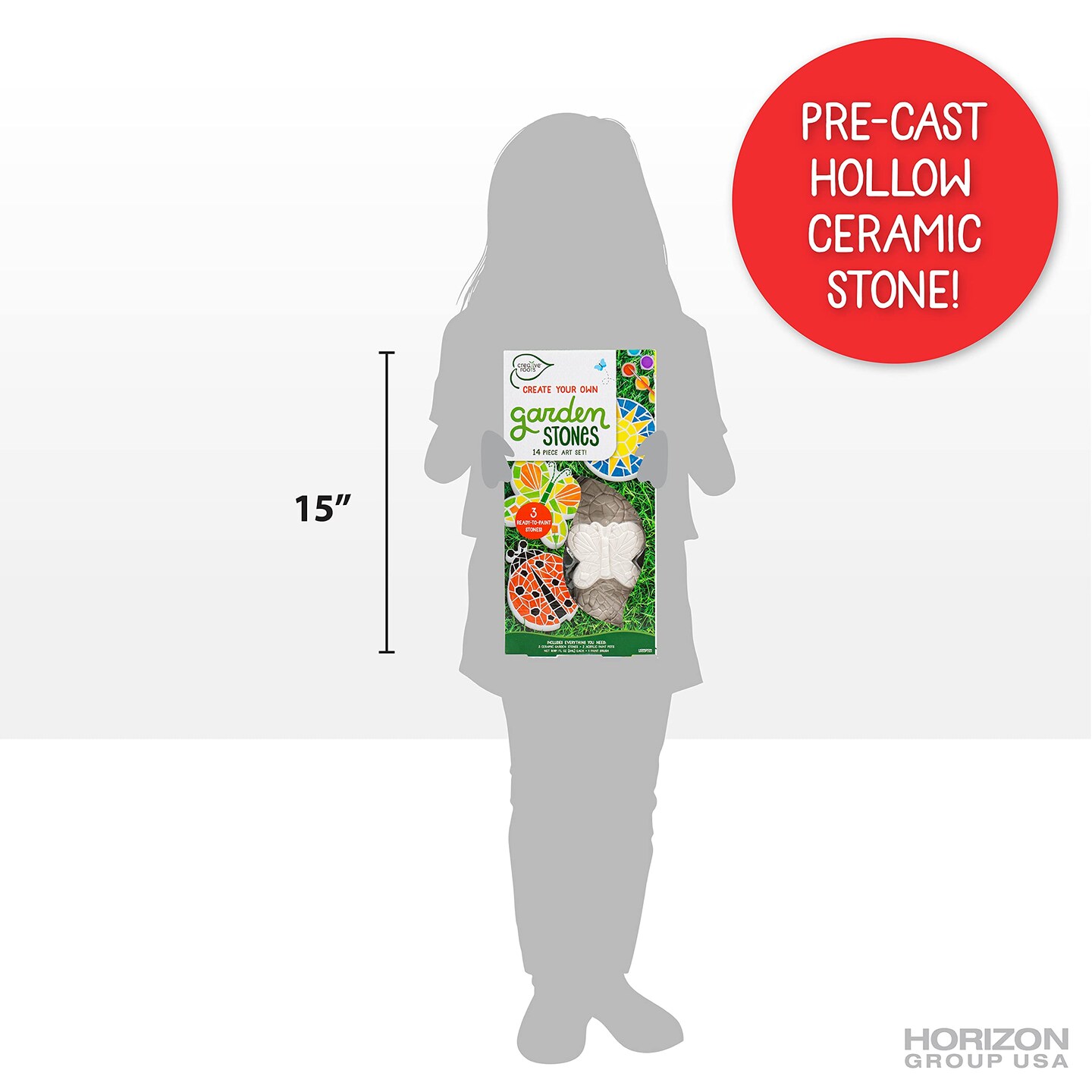 Creative Roots Mosaic Butterfly, Ladybug, & Sun Stepping Stone, Includes 3-Pack 4.5-Inch Ceramic Stepping Stone & 6 Vibrant Paints, Paint Your Own DIY Stepping Stone for Kids Ages 8+