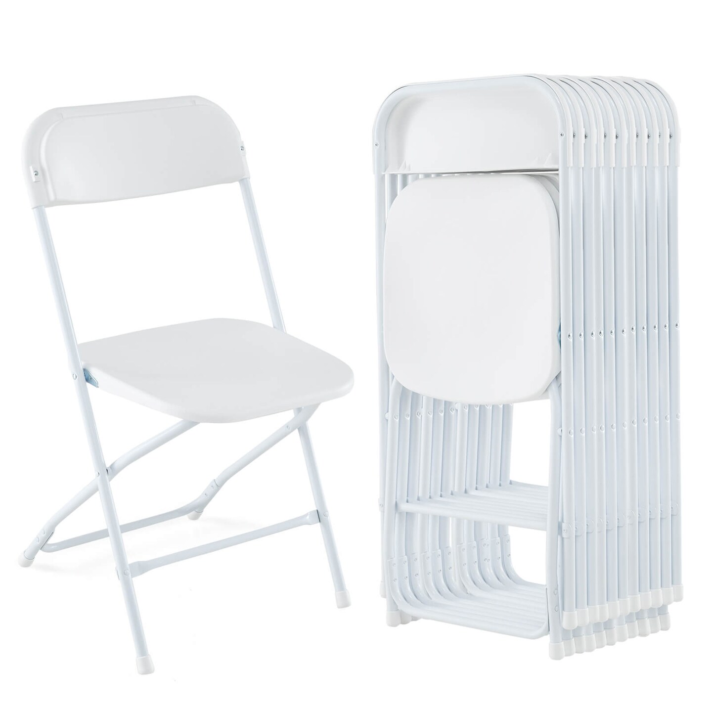 Costway 4/8/12/16/20 Pack Metal Folding Chairs with Plastic Seat & Back Heavy-Duty Metal Frame