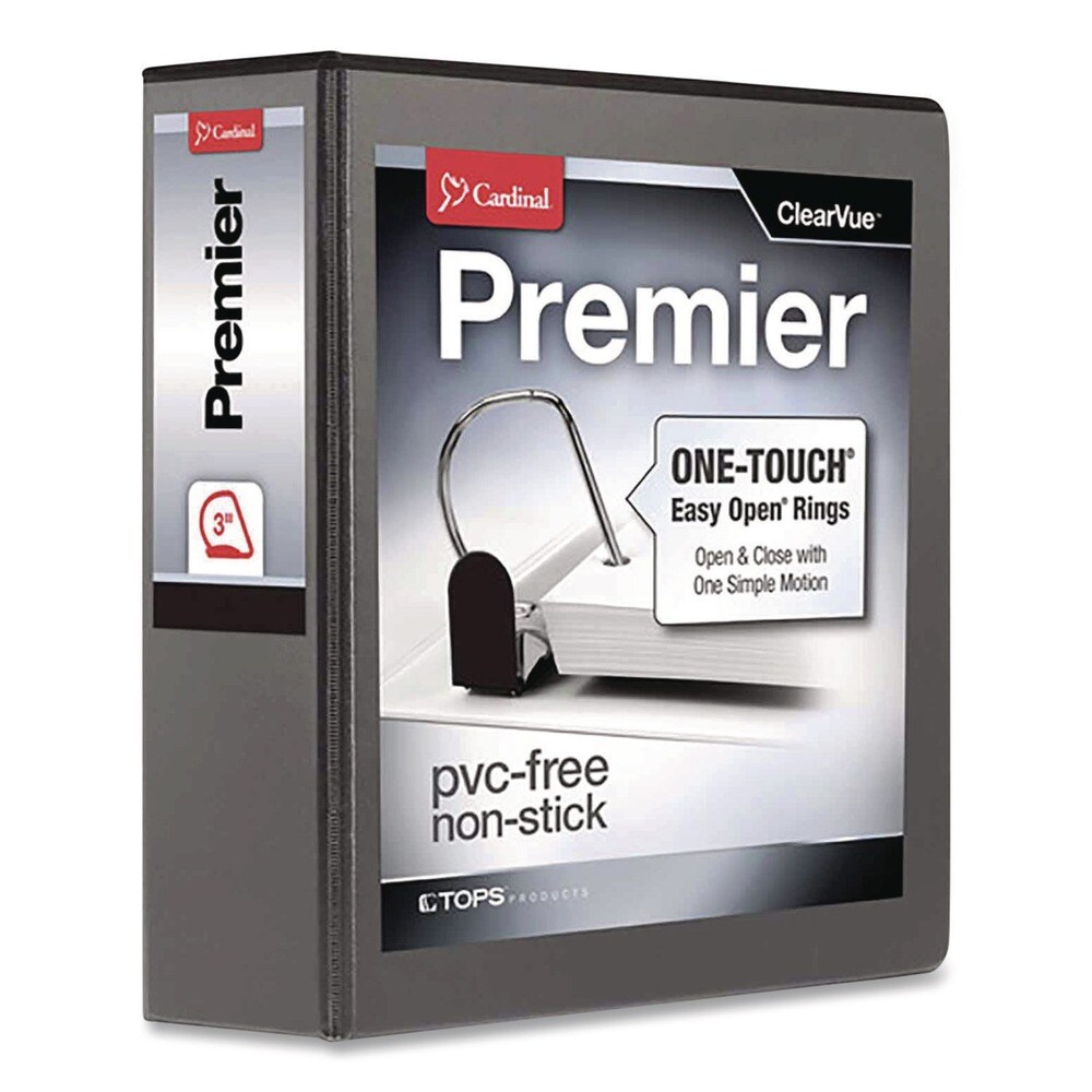 Cardinal Premier Easy Open 3 in. Capacity 11 in. x 8-1/2 in. 3 Ring ClearVue Locking Slant-D Ring Binder - Black