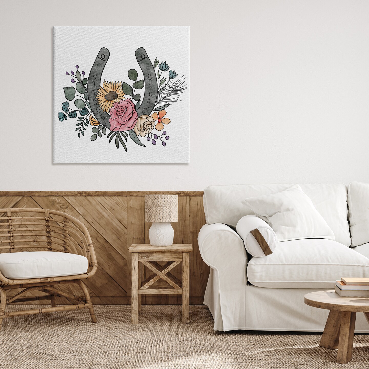 Stupell Industries Boho Floral Horseshoe Canvas, design by Alisha Kiara Design