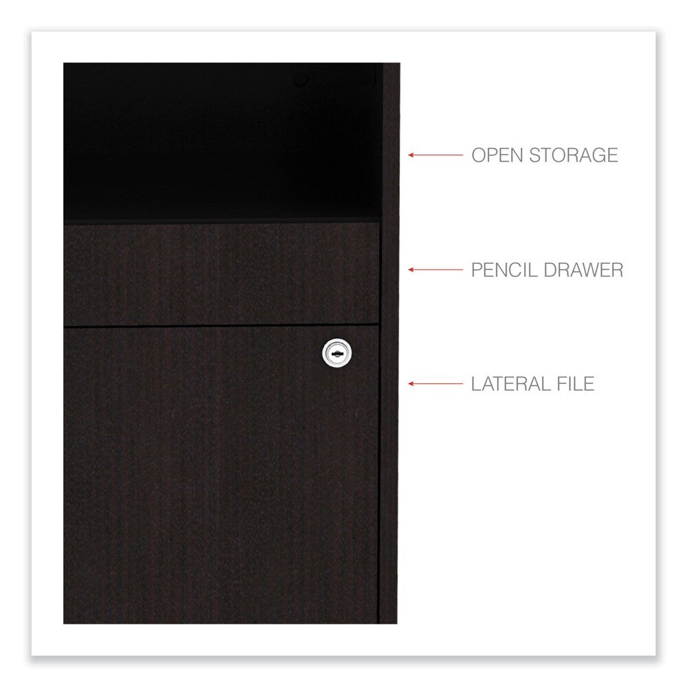Alera Open Office Desk Series 29.5 x 19.13 x 22.88 Legal/Letter Low File 2-Drawer Cabinet Credenza - Espresso