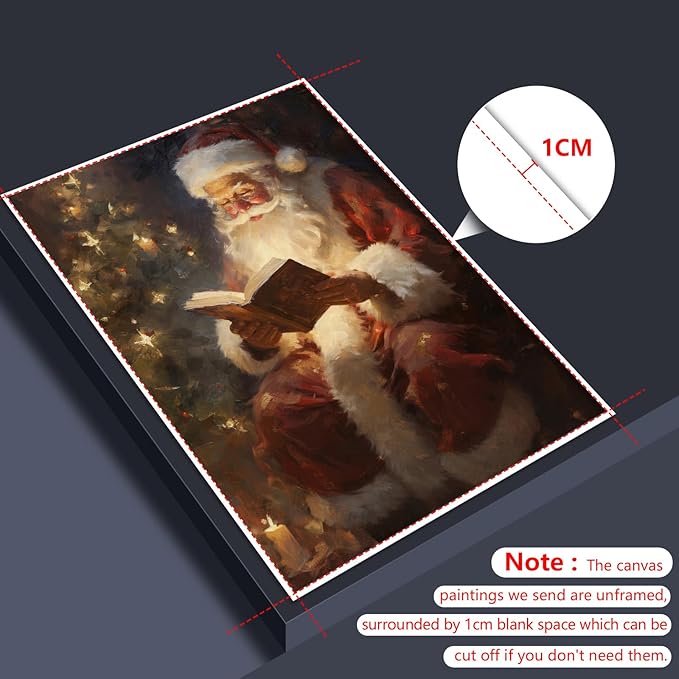 Wodkodnxy Vintage Christmas Canvas Wall Art, Santa Claus Reading Booking Pictures for Wall Decor, Merry Christmas Poster Hobby Lobby Santa Picture, Xmas Wall Decorations Gifts 16x24in Unframed