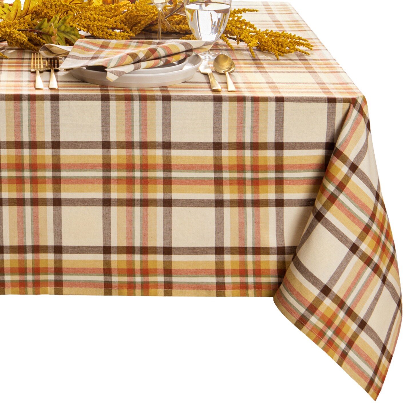 Threadmade Home Russet Harvest Woven Plaid Tablecloth, Multicolor - 52"W x 70"L