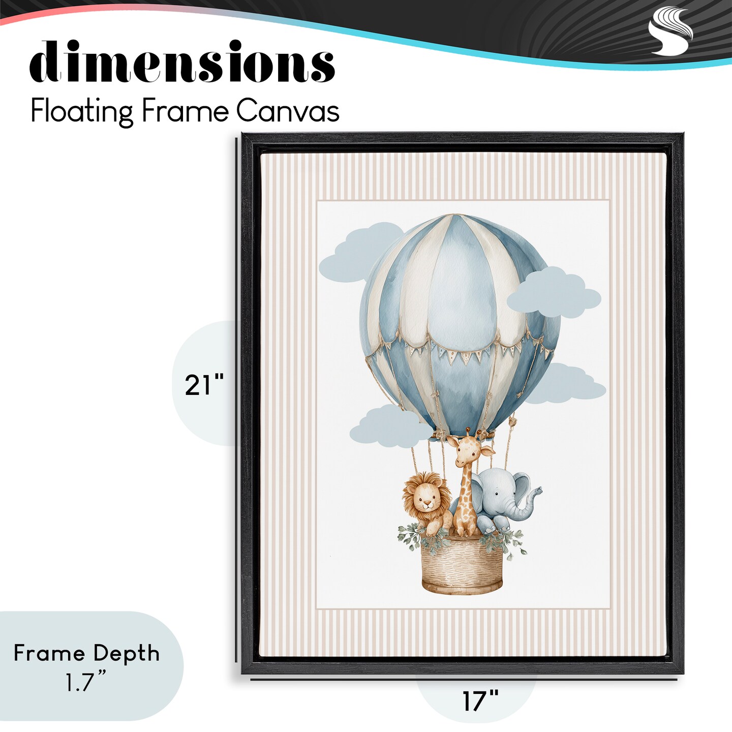 Stupell Industries Hot Air Balloon Animals Floating Frame, design by Christine Simpson Art