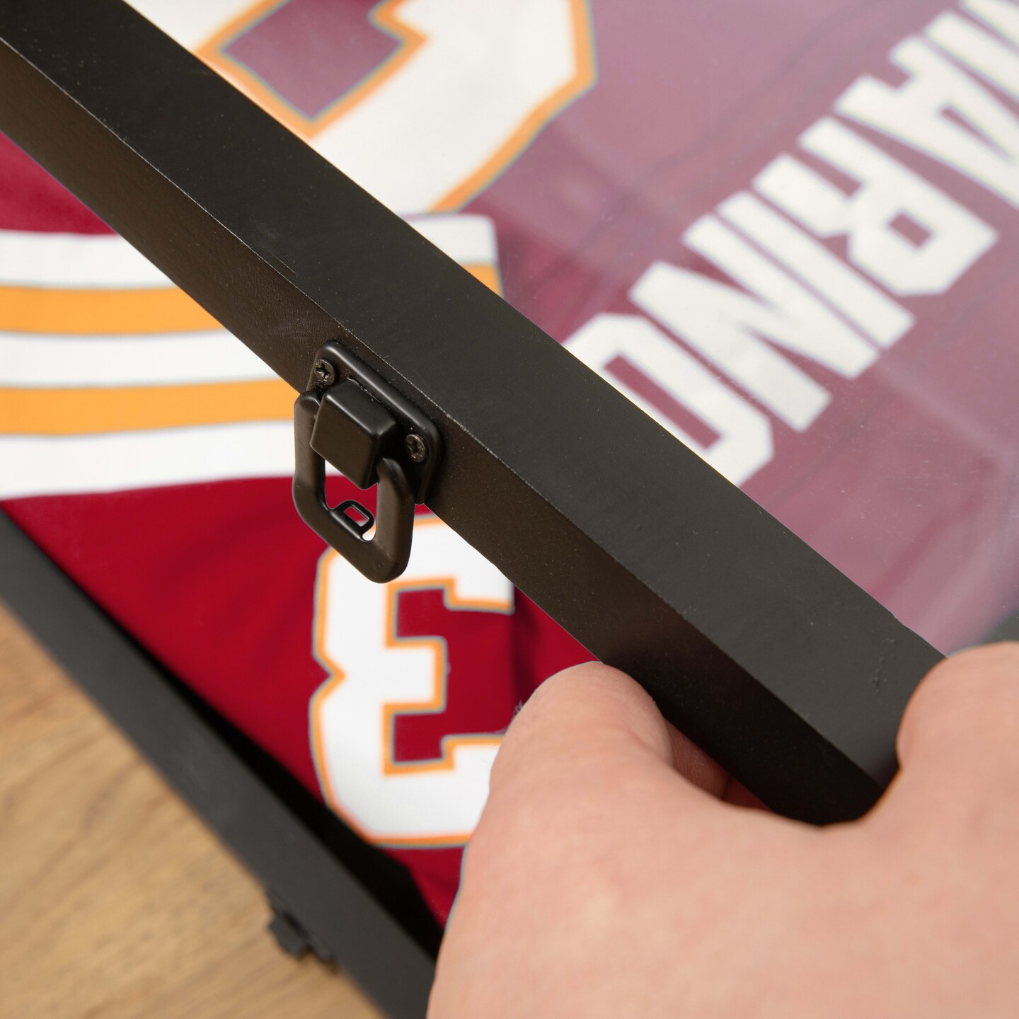 HBCY Creations Jersey Display Case - Solid Wood with UV Treated Acrylic Window - Anti-Theft Lock with 2 Keys - For All Types of Jerseys