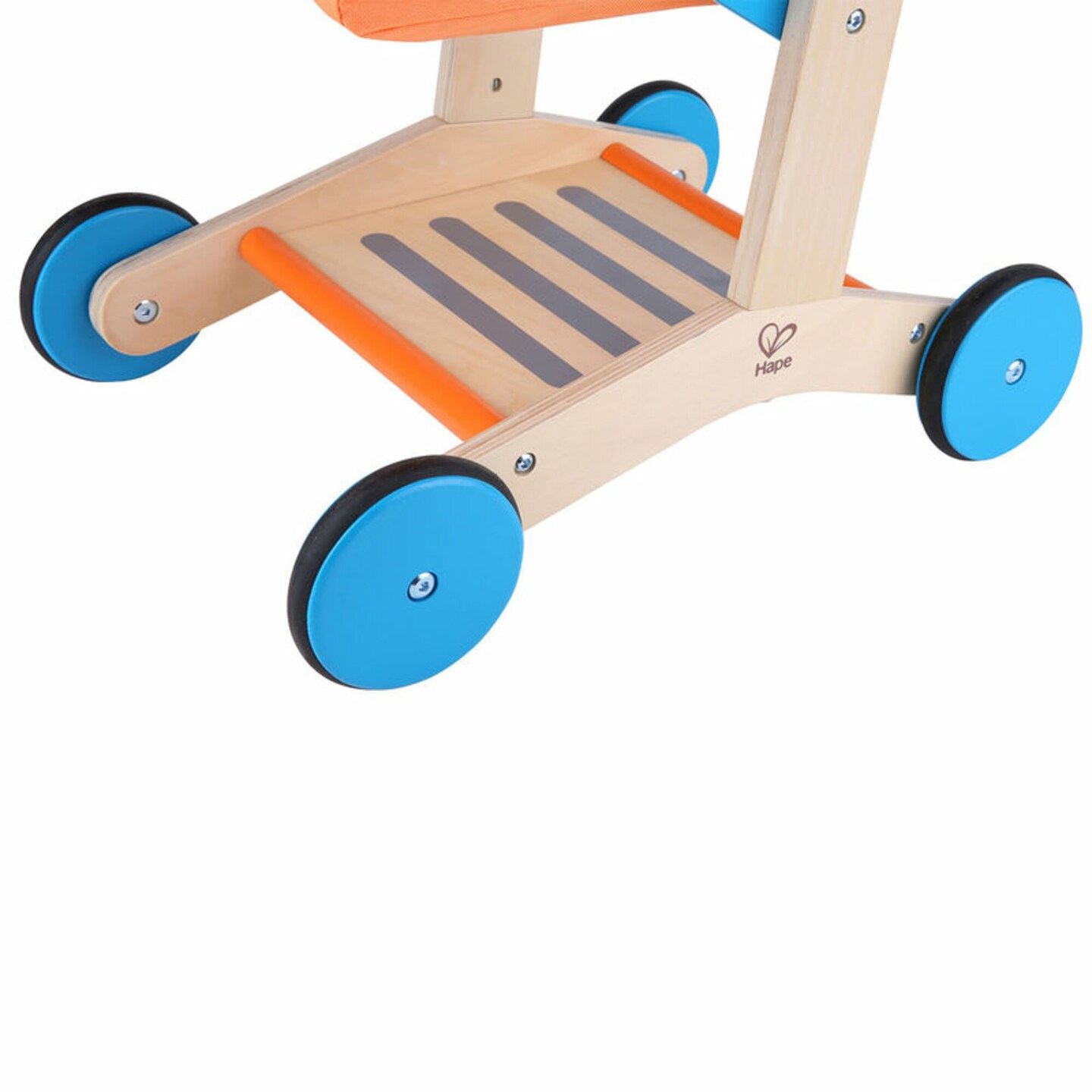 Hape Wooden Shopping Cart in Orange &#x26; Blue, Kids Pretend Play Toy