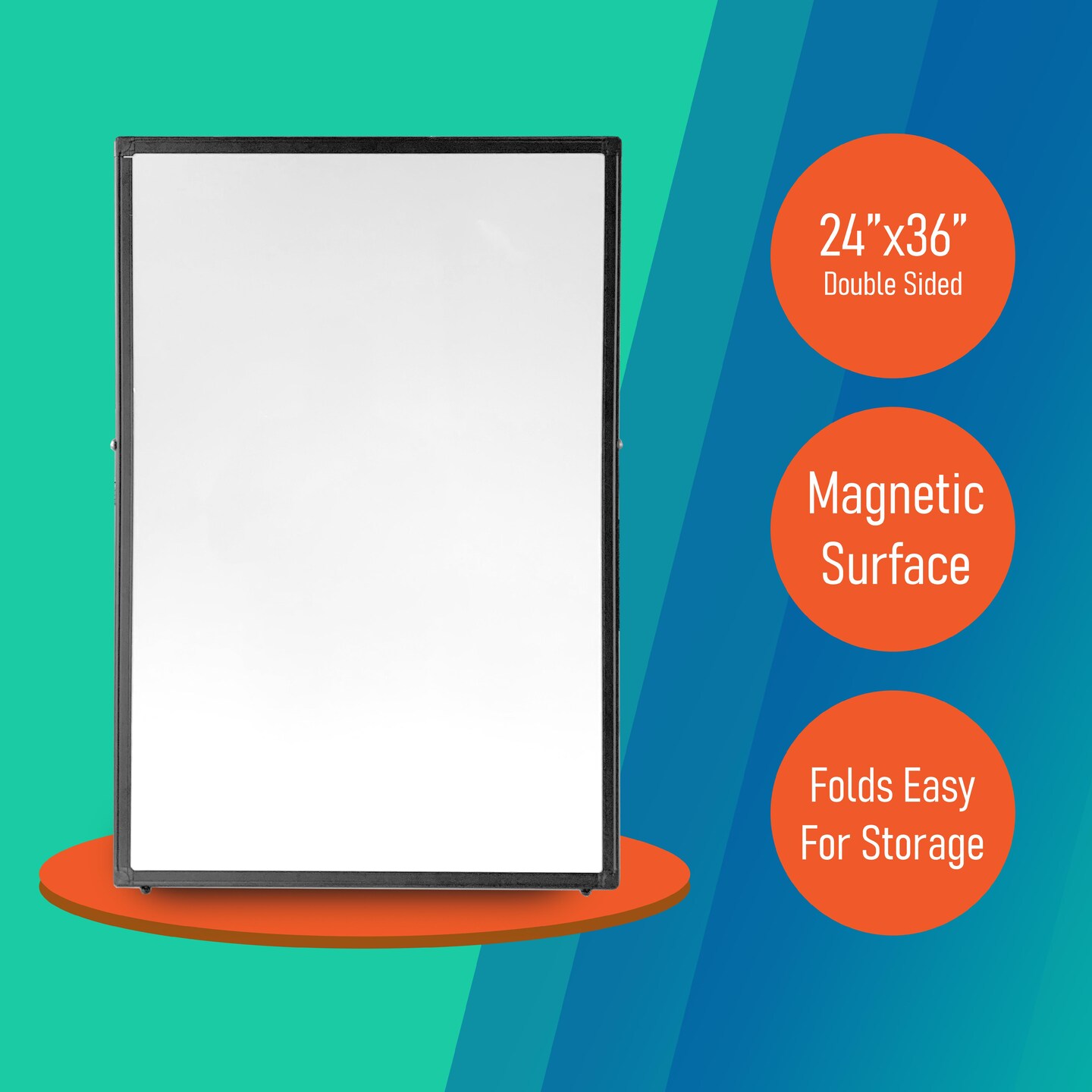 Flipside Products 24" x 36" Double-sided Magnetic Dry Erase Black Aluminum Marquee Easel, Store Sign, Office, Flipchart hooks, Portable