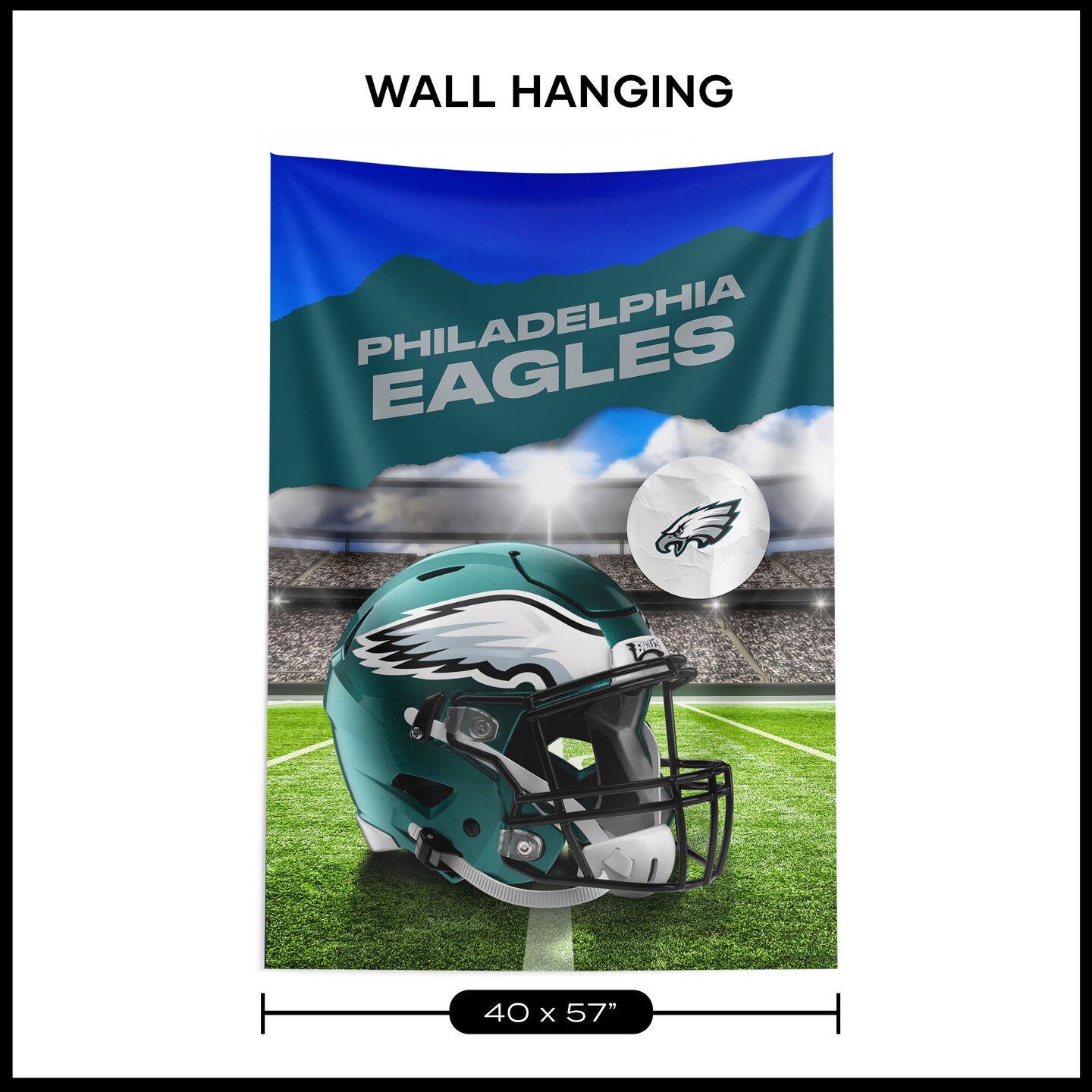 Philadelphia Eagles NFL Midfield Wall Hanging Tapestry 40 x 57 inches