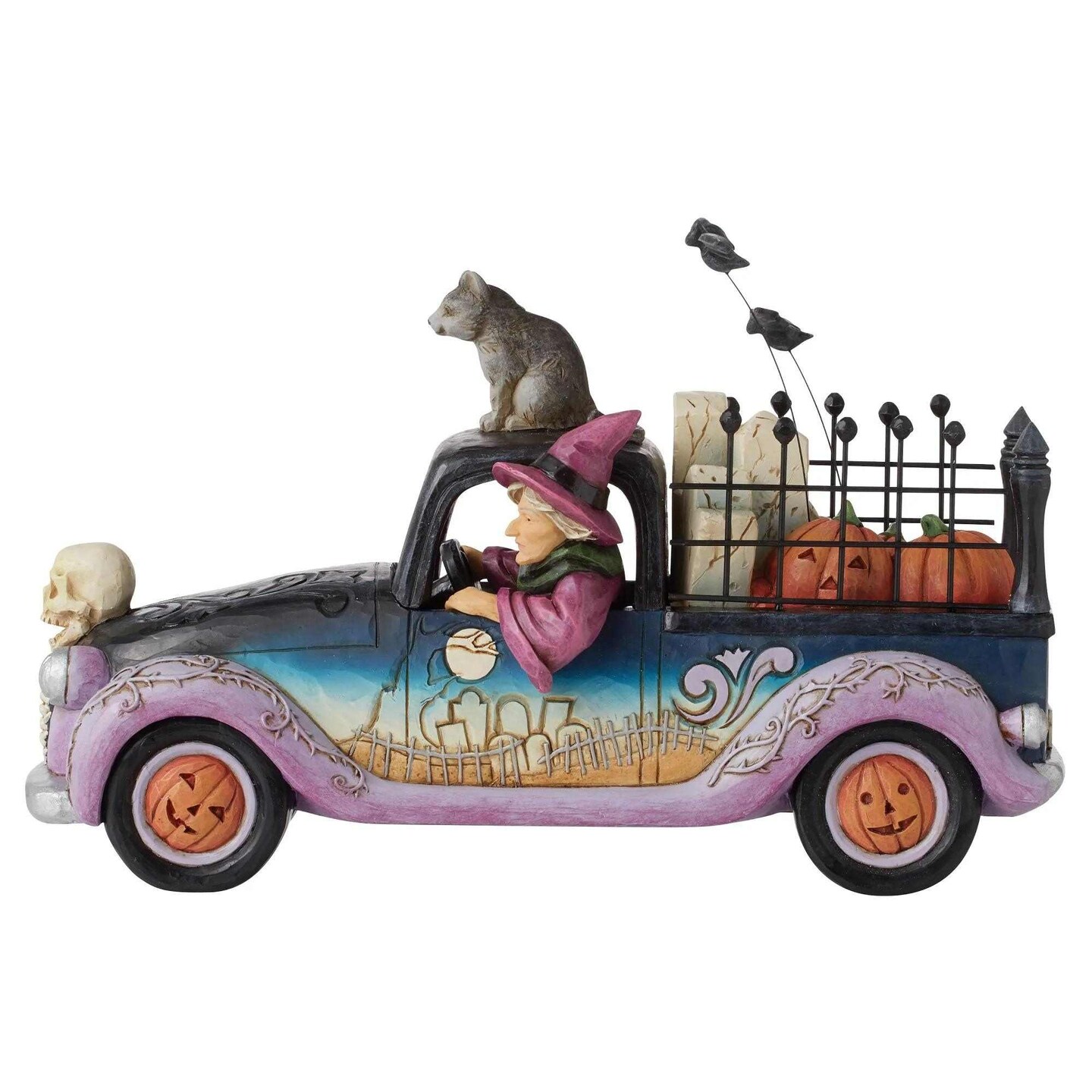 Jim Shore 7.0 Inch Wicked Wheels Halloween Figurine , Lightweight Halloween Decor Halloween Pick-Up