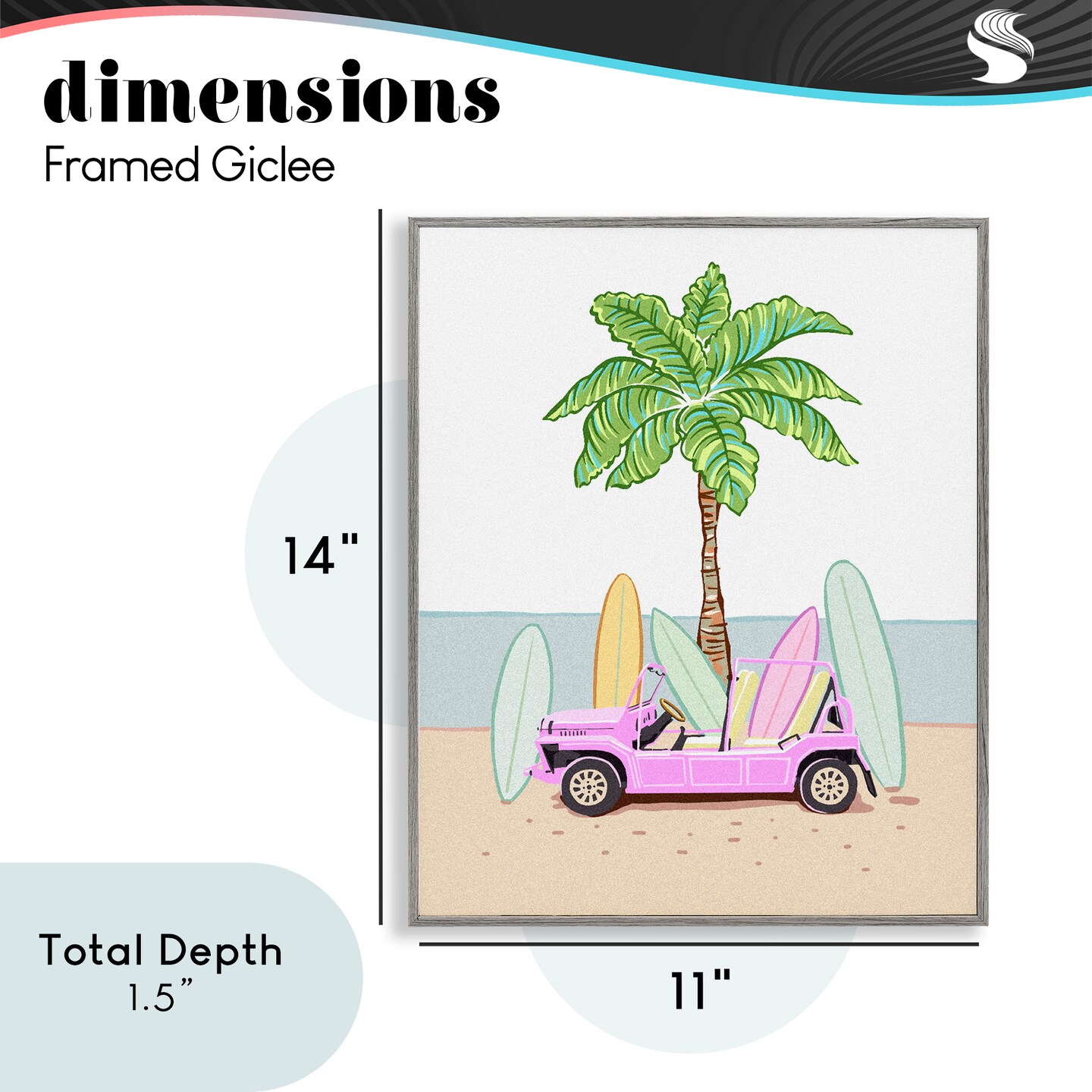 Stupell Industries Surfboard Filled Car Framed Giclee, design by Ziwei Li