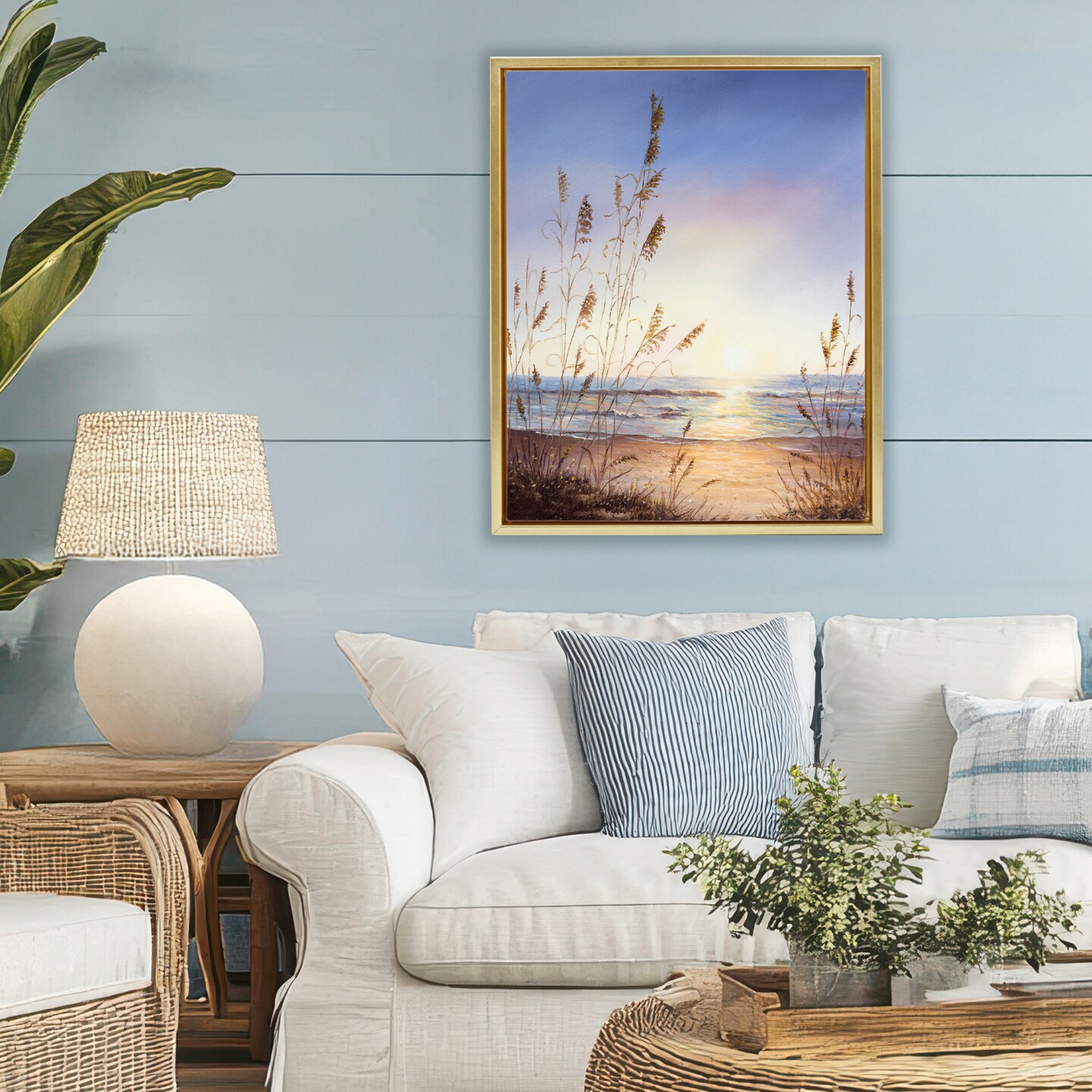 Stupell Industries Seascape with Sunlit Grasses Floating Frame, design by Michelle Faber