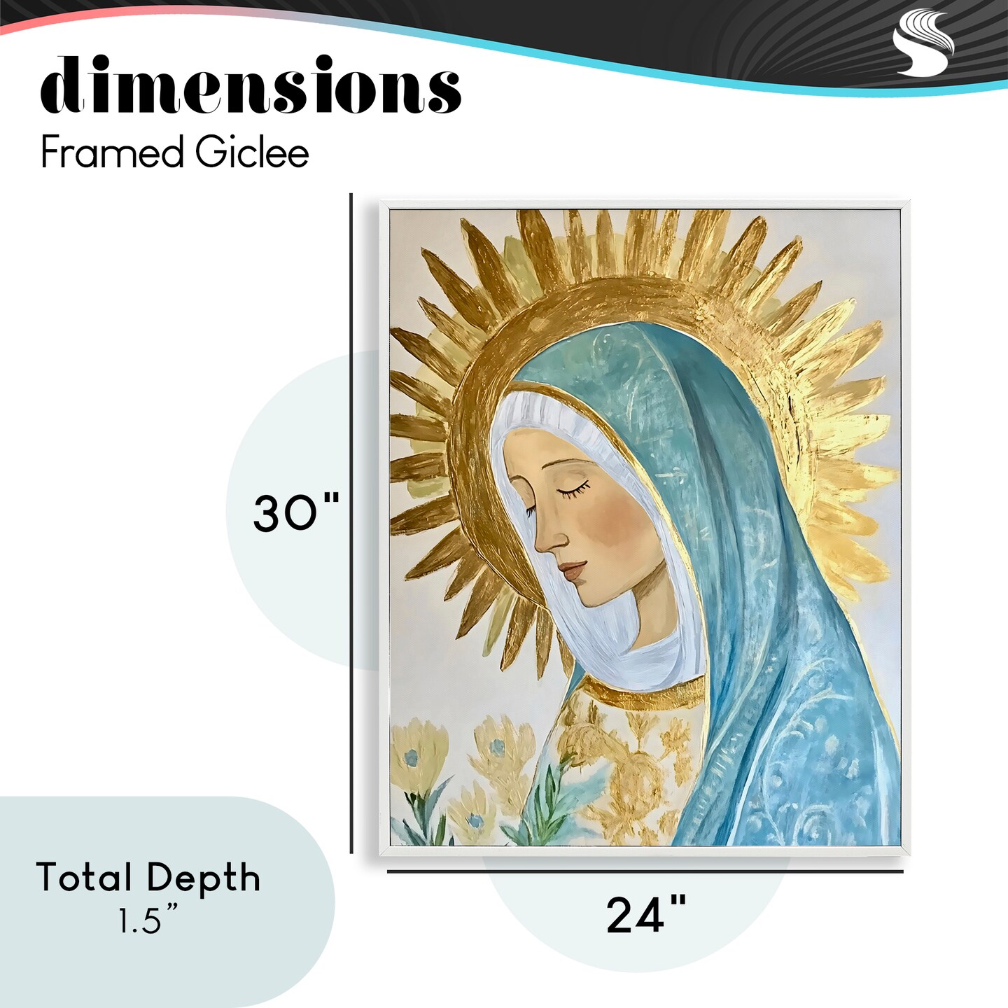 Stupell Industries Holy Mary In Gold Framed Giclee, design by Franklyn Gregory