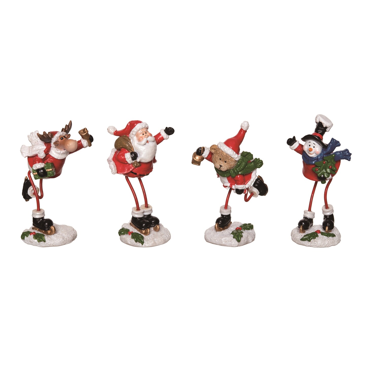 Resin Ice Skating Christmas Friends Figurine Set of Four