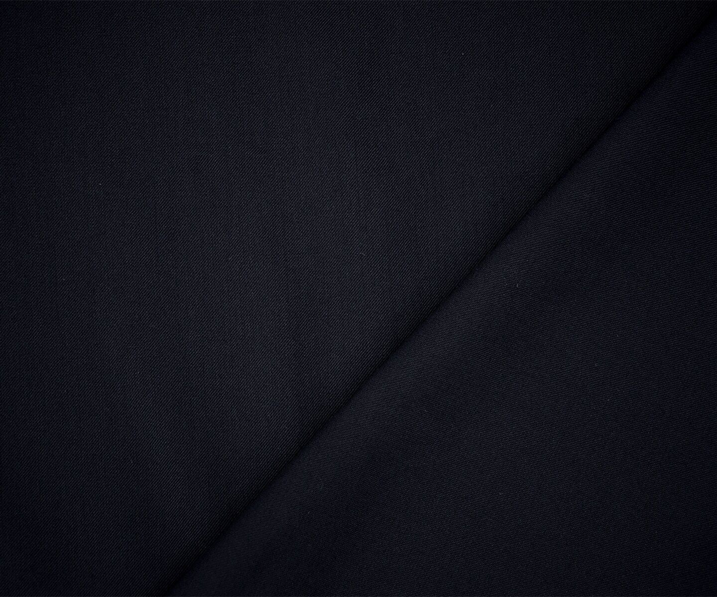 Dark Navy Blue-Black Poly-Wool Solid Twill Woven Suiting Fabric By the Yard