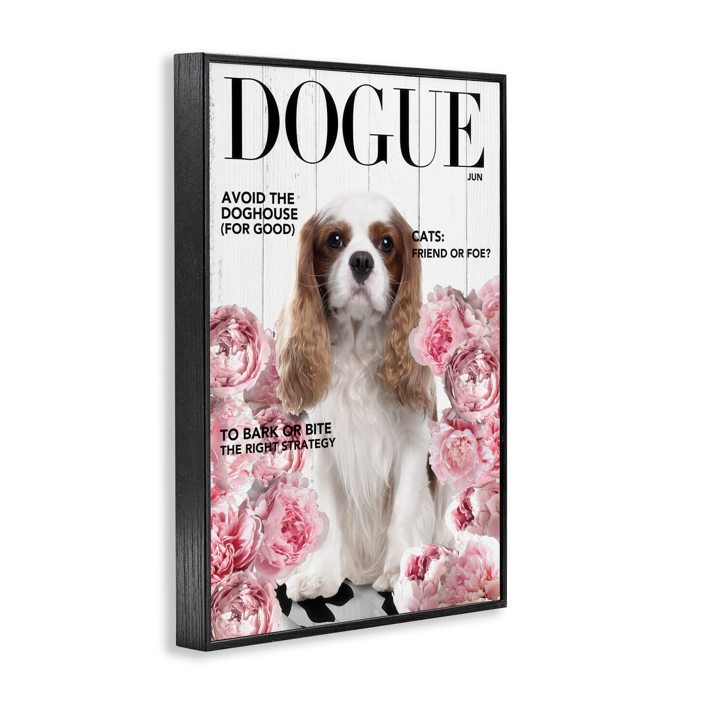 Stupell Industries Funny Floral Dog Magazine Framed Giclee, design by Sasha