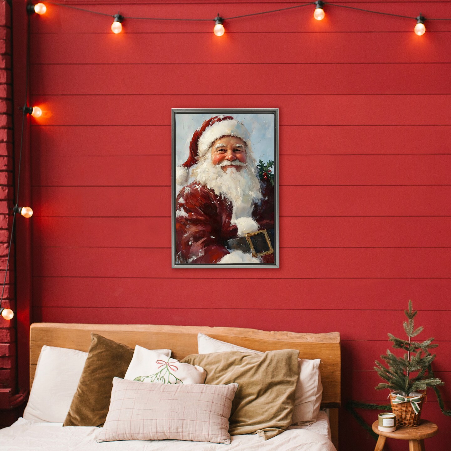 Stupell Industries Rosy Cheeked Santa Smile Floating Frame, design by Petal Prints Design