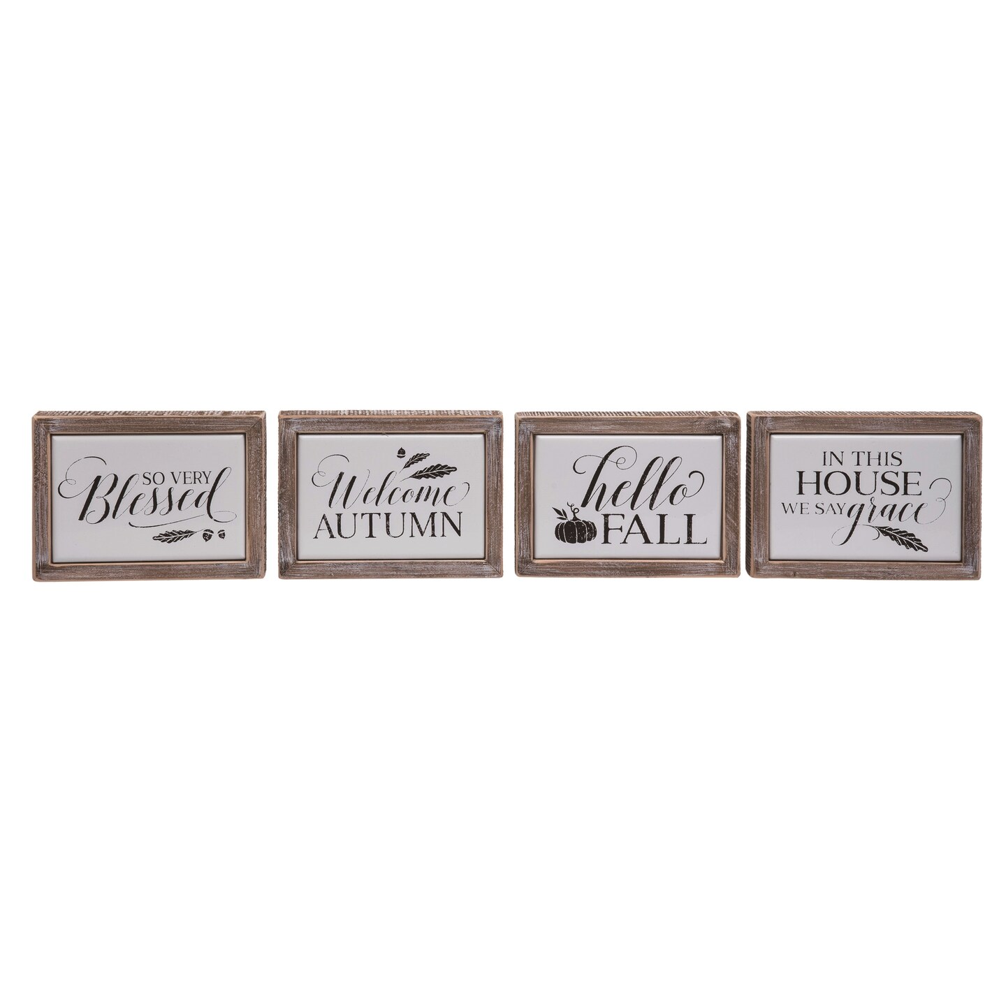 Mini Enamel Sign Decor Set of 4 Freestanding Tabletop Signs