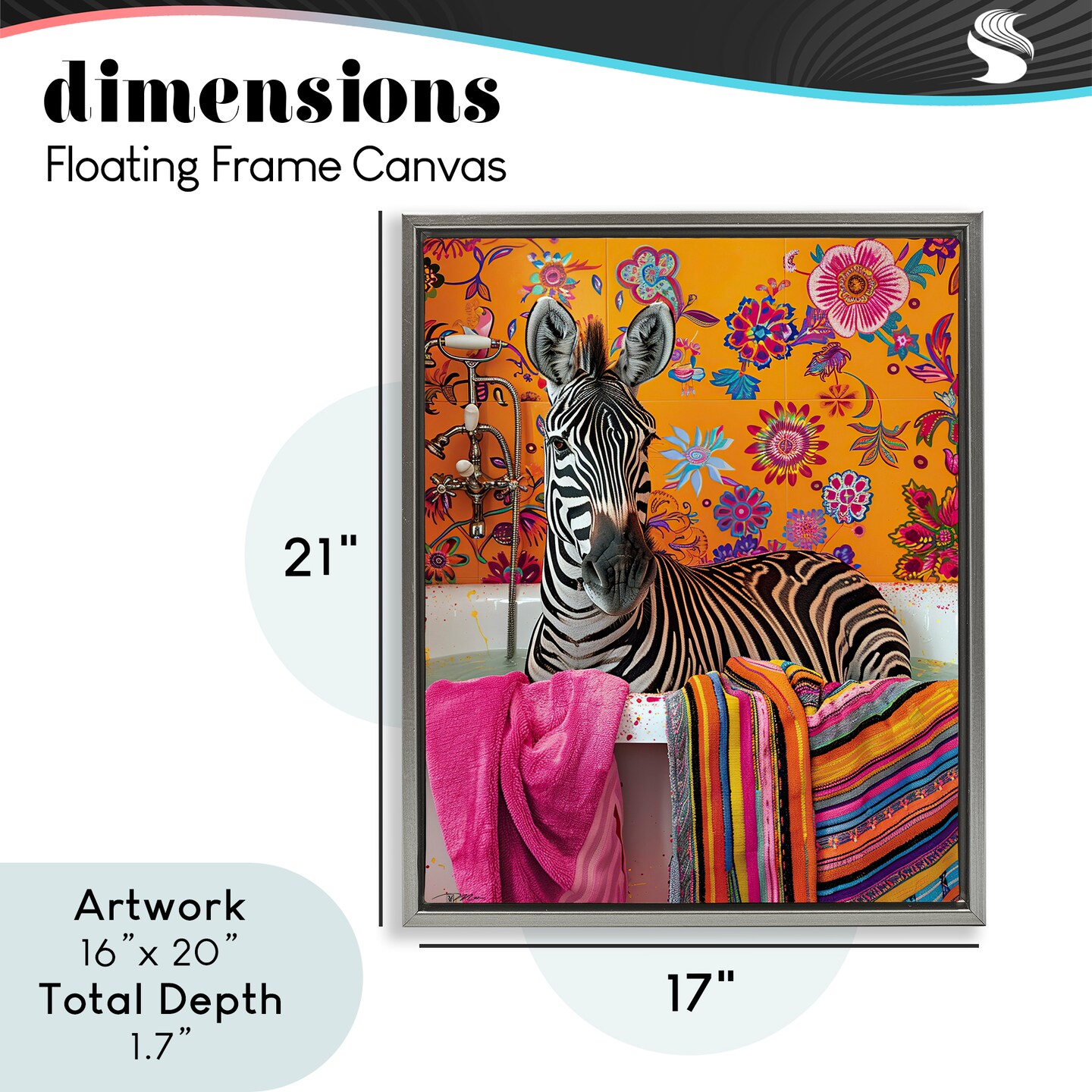 Stupell Industries Zebra Bath with Colorful Towel Floating Frame, design by Momart
