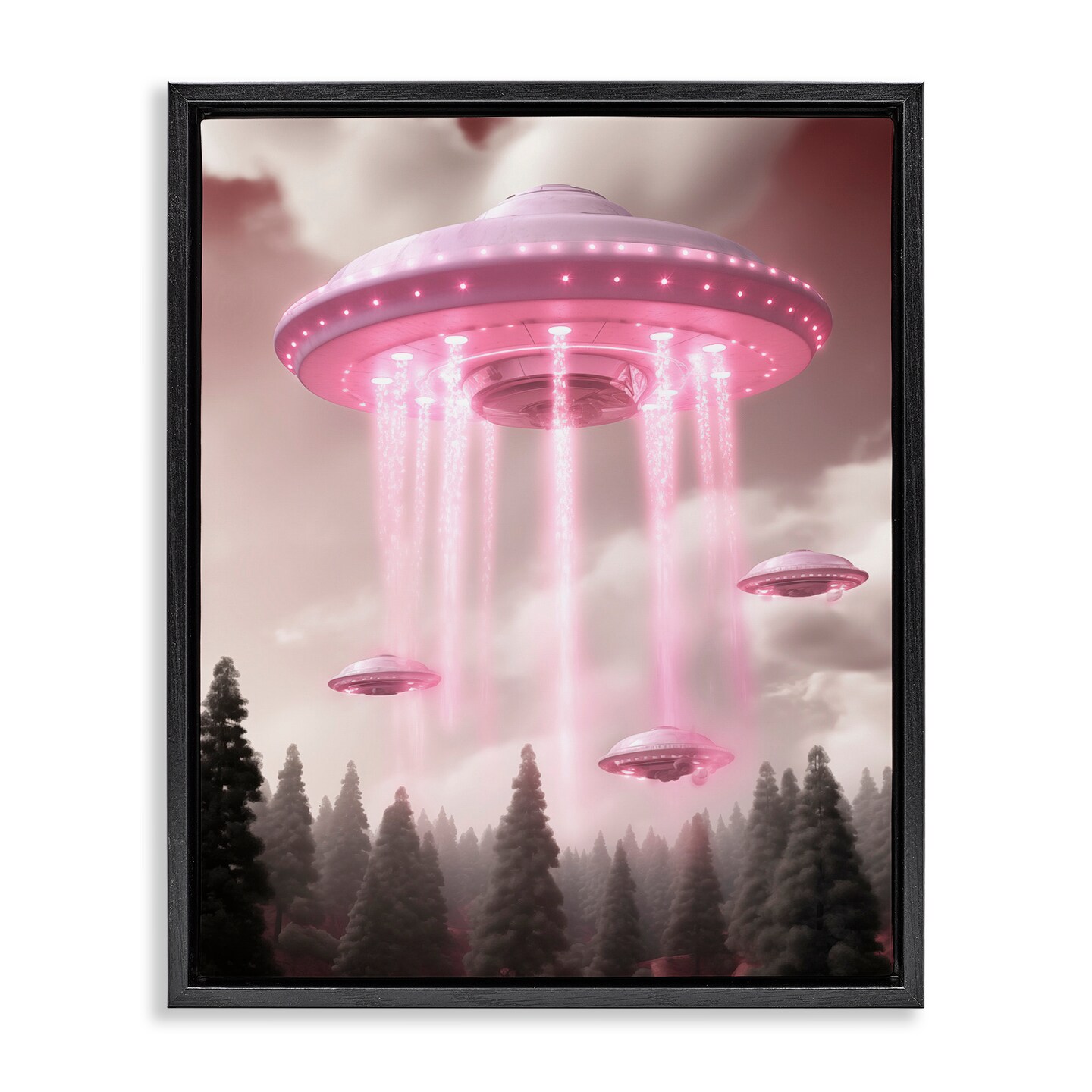 Stupell Industries Glam UFO with Pink Beams Floating Frame, design by Sasha