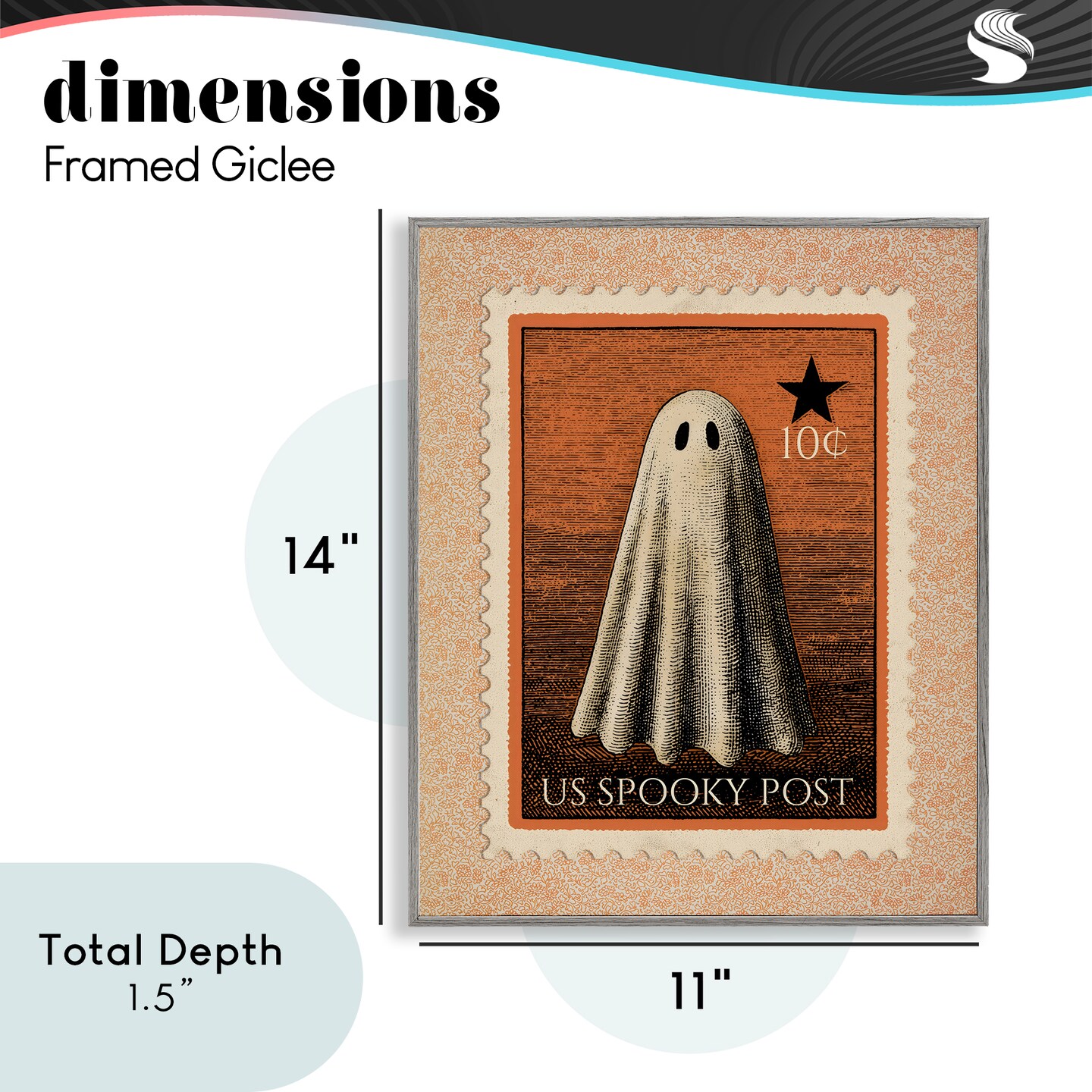 Stupell Industries Vintage Ghost Stamp Framed Giclee, design by Arlington Prints