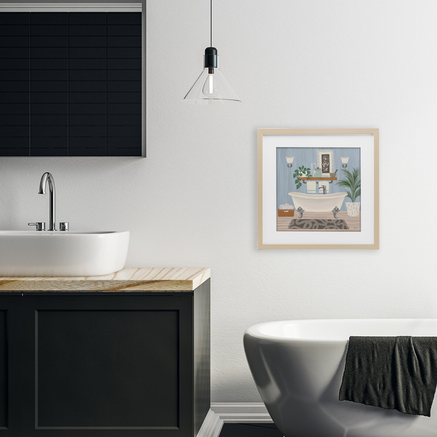 Stupell Industries Unwind and Refresh Bathtub Framed Print Under Glass, design by Cat Thurman Designs