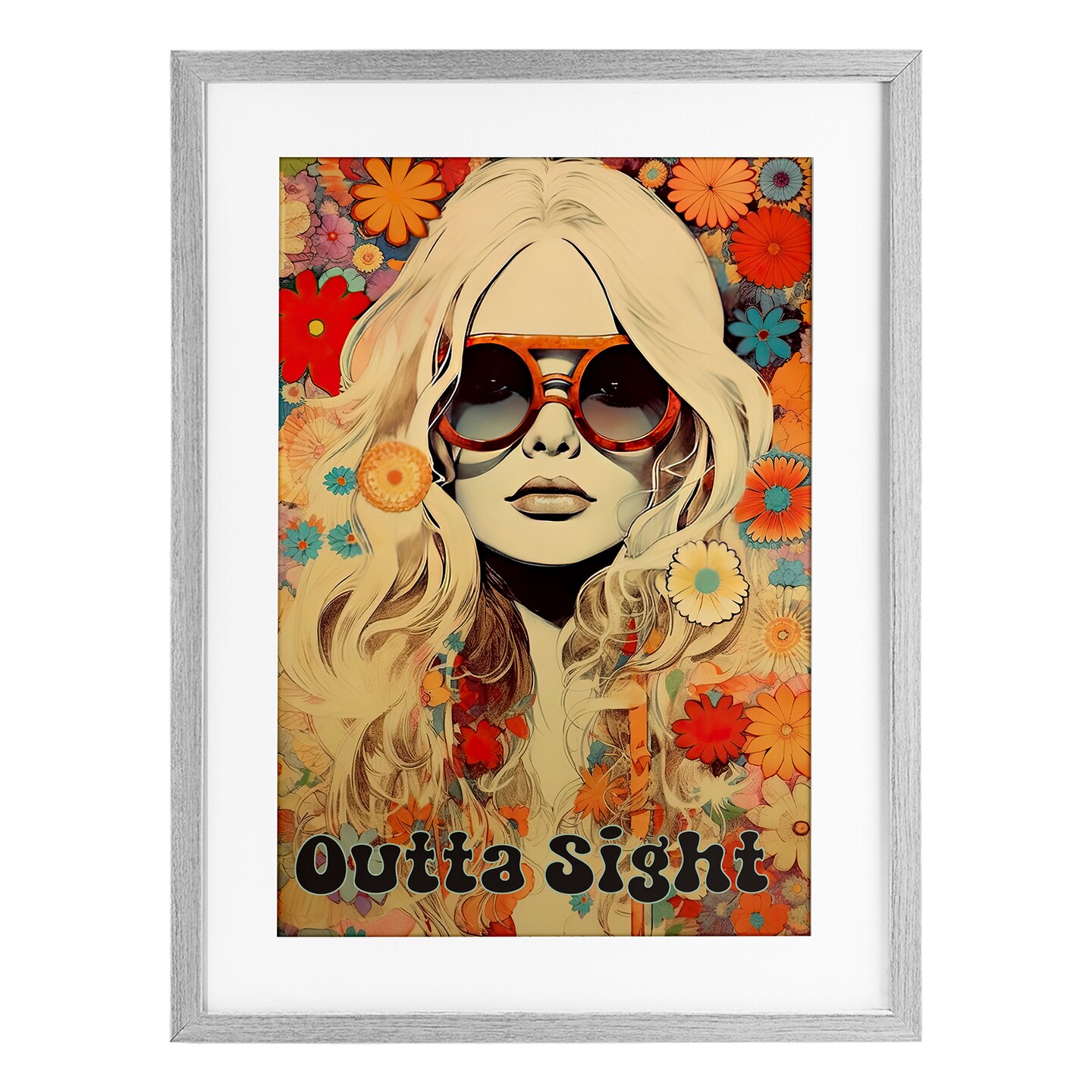 Stupell Industries Outta Sight Hippie Girl Framed Print Under Glass, design by Sasha
