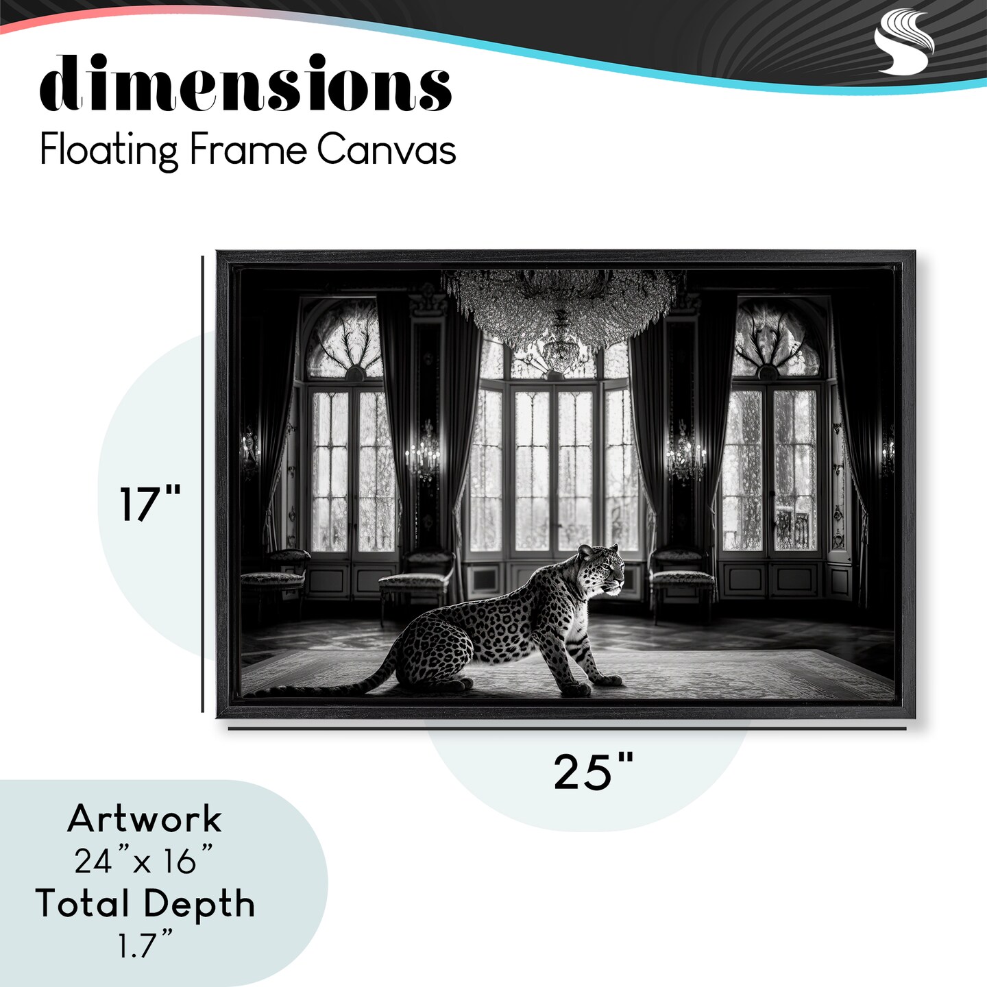 Stupell Industries Snow Leopard in Opulent Mansion Floating Frame, design by Decent Exposures