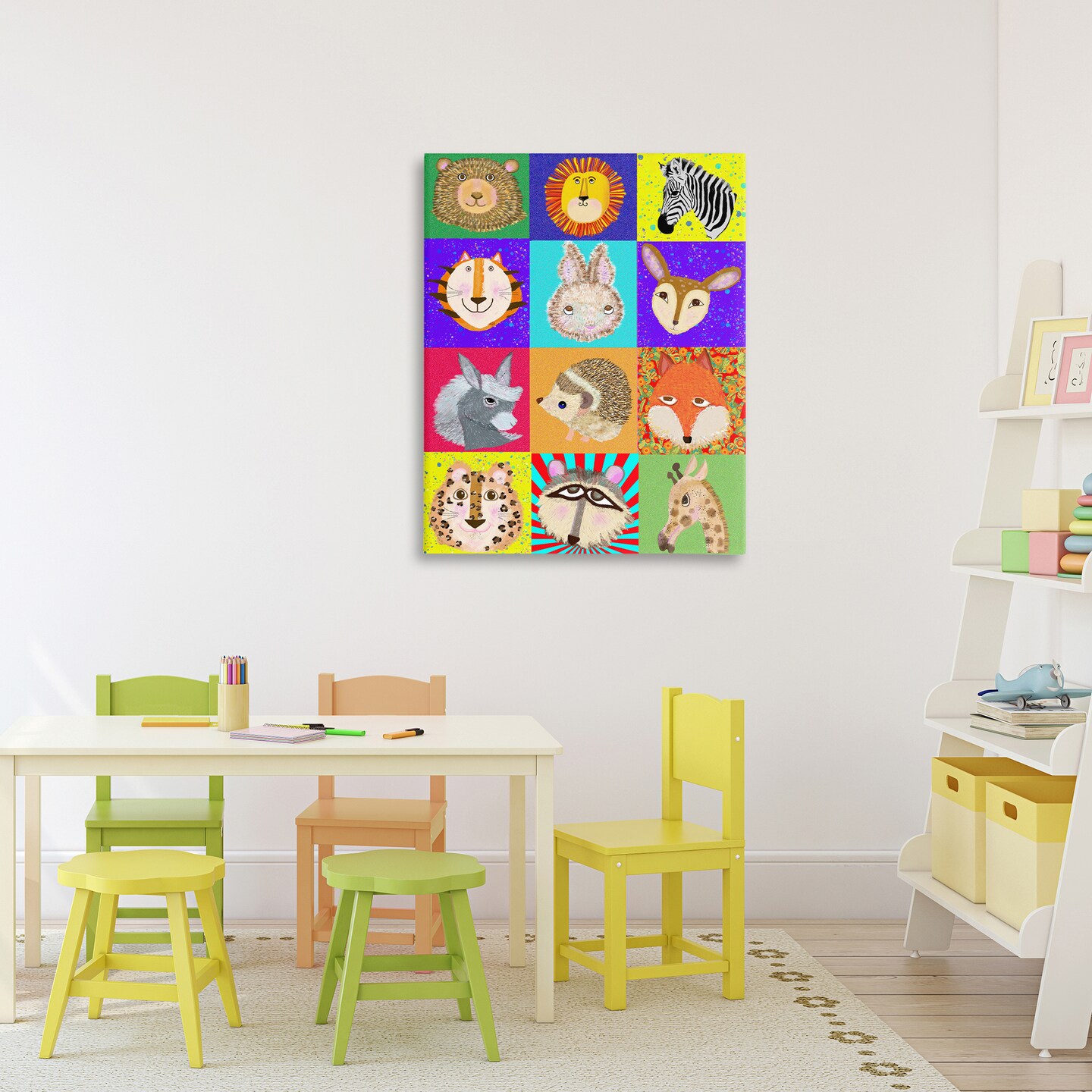 Stupell Industries Furry Faces Animals Canvas, design by Lynnda Rakos