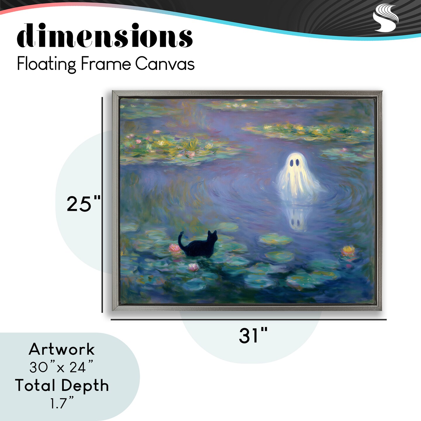 Stupell Industries Water Lilies with Ghost & Kitty Floating Frame, design by Arlington Prints