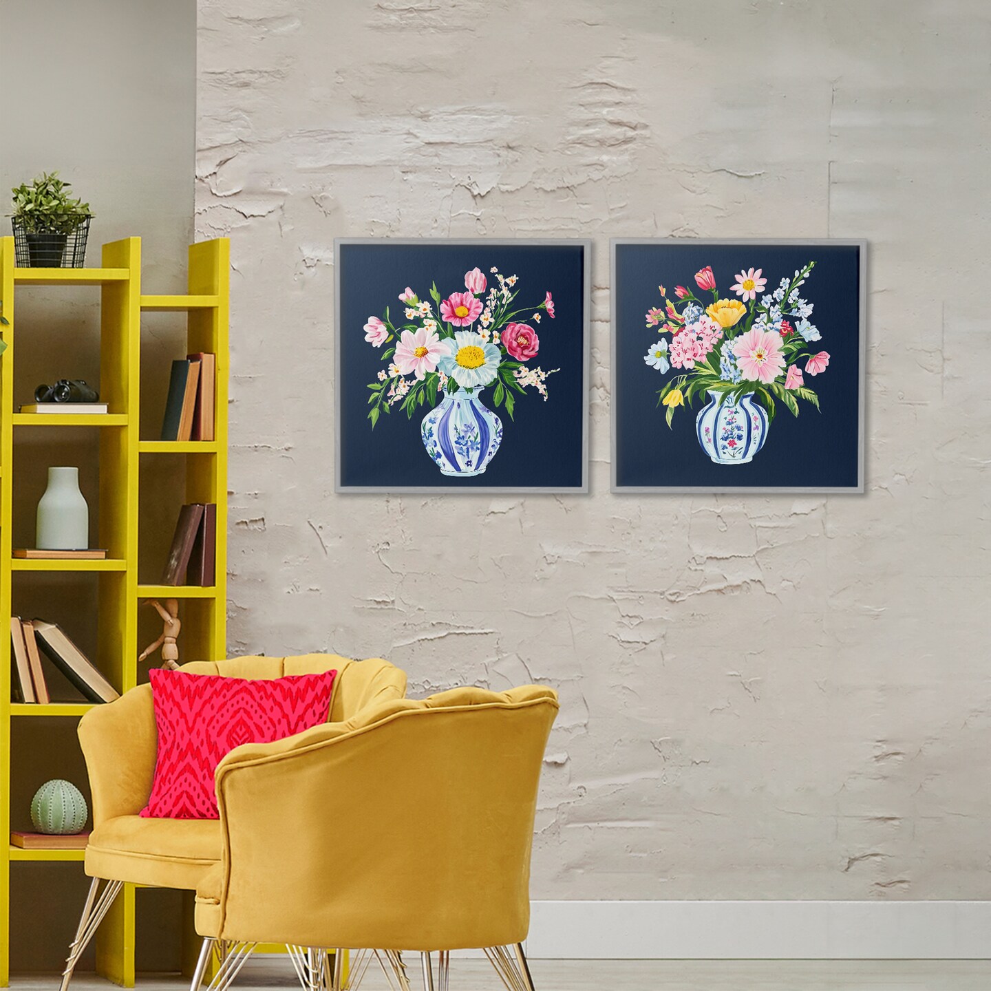 Stupell Industries Twin Chinoiserie Vases 2pc Framed Giclee Set, design by Yen
