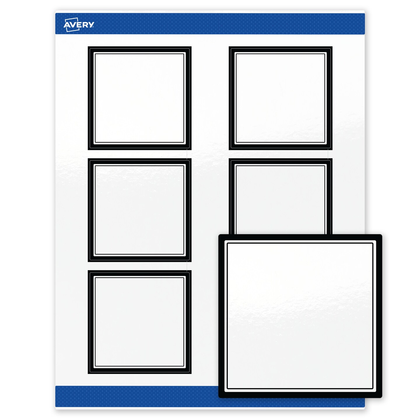 Avery Printable Square Labels, Double Black Border, 3" x 3", Glossy White Square Labels, Permanent, Laser/Inkjet, 60ct, Great for Product Labels