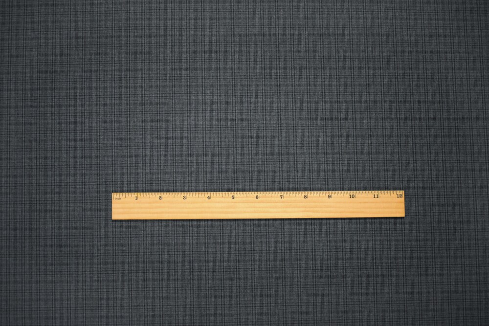 Gray-Black Poly-Wool Japanese Plaid Woven Suiting Fabric By the Yard
