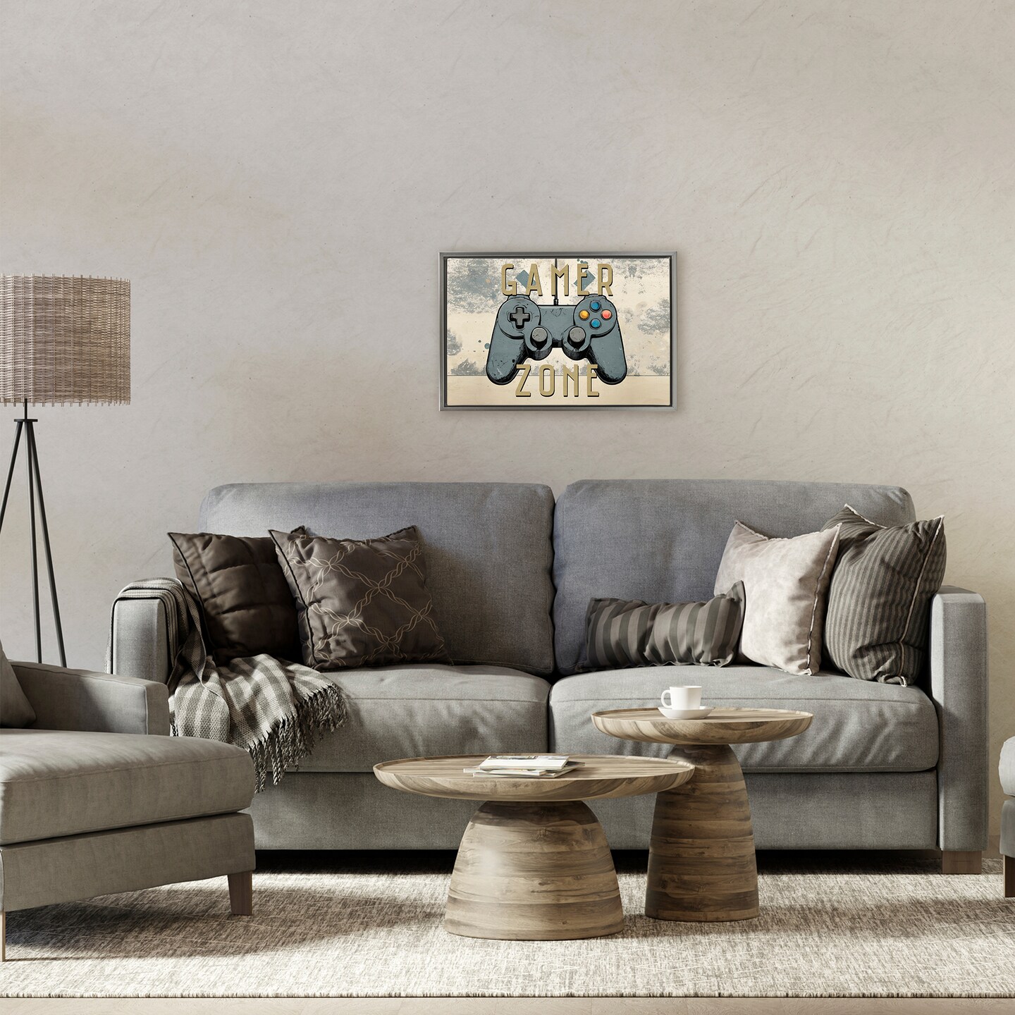 Stupell Industries Gamer Zone with Abstract Background Floating Frame, design by Kim Allen