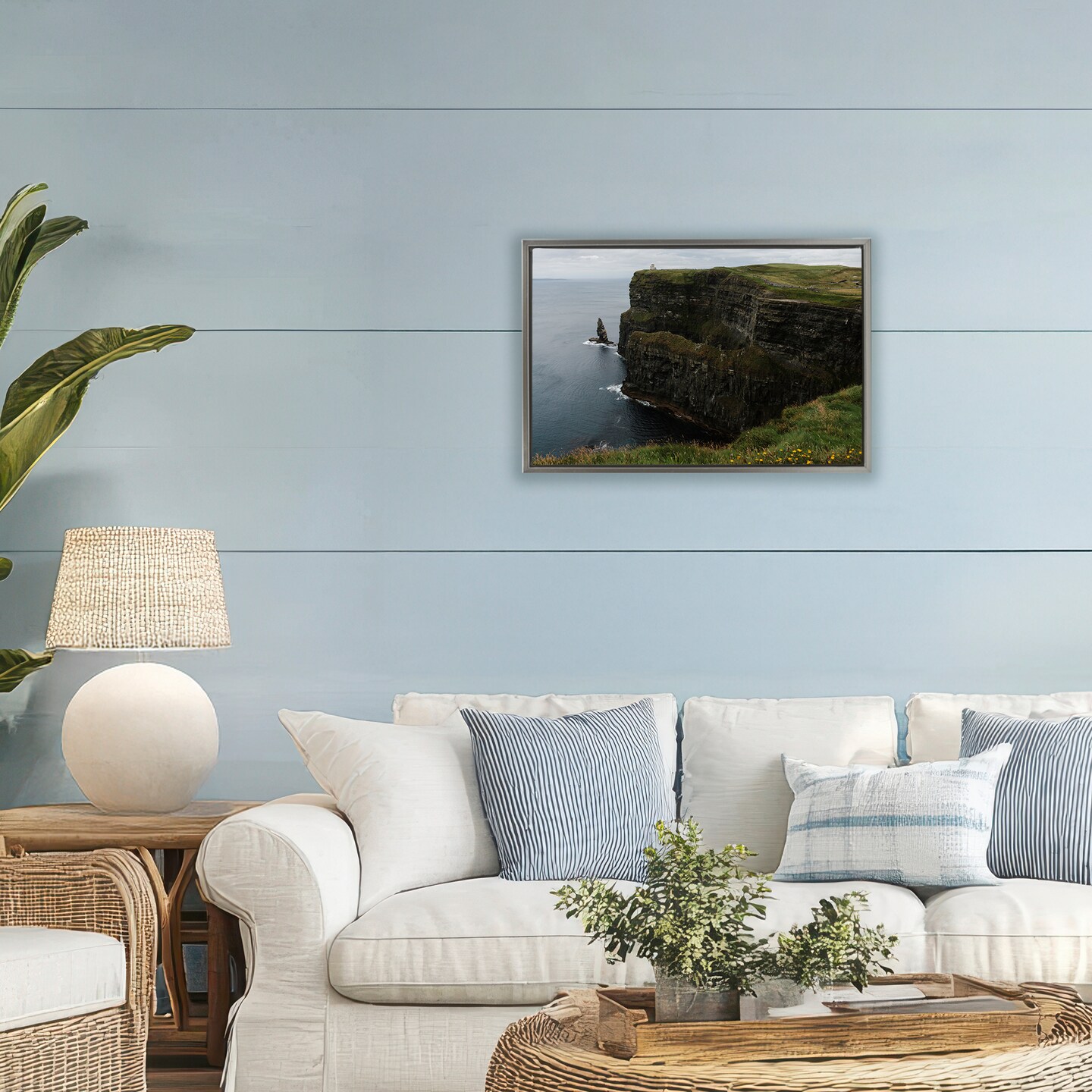 Stupell Industries Scenic Ireland Cliffs Black Framed Floater Canvas Wall Art, design by Jade Sharp Photo