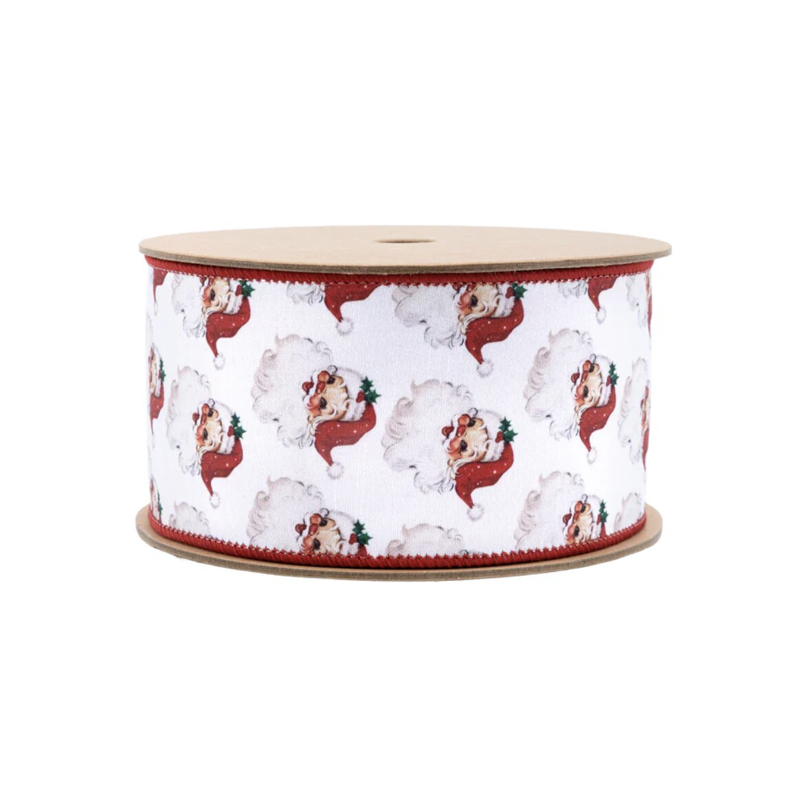 2.5in Vintage Santa Face Ribbon: Red (10 Yards)