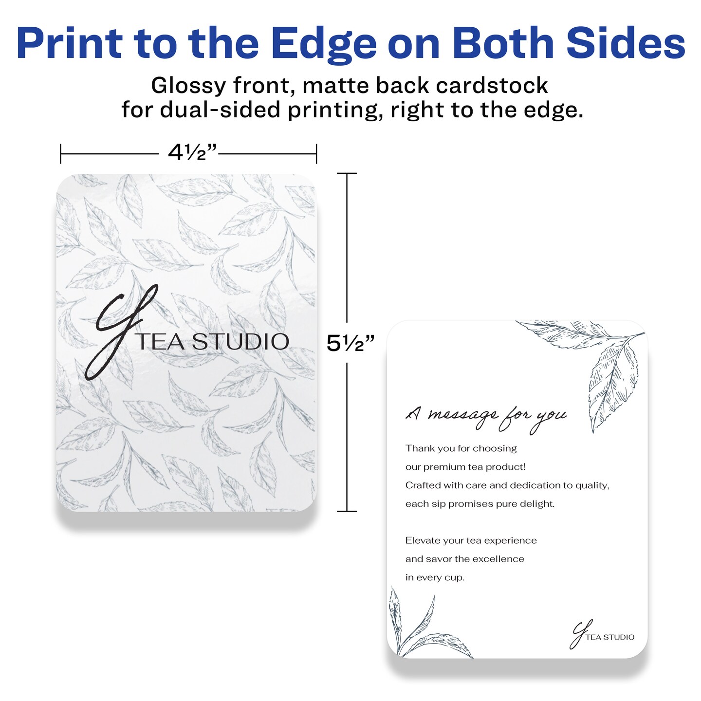 Avery 4-1/4" x 5-1/2" Rectangle Rounded Corner, Glossy White Postcards